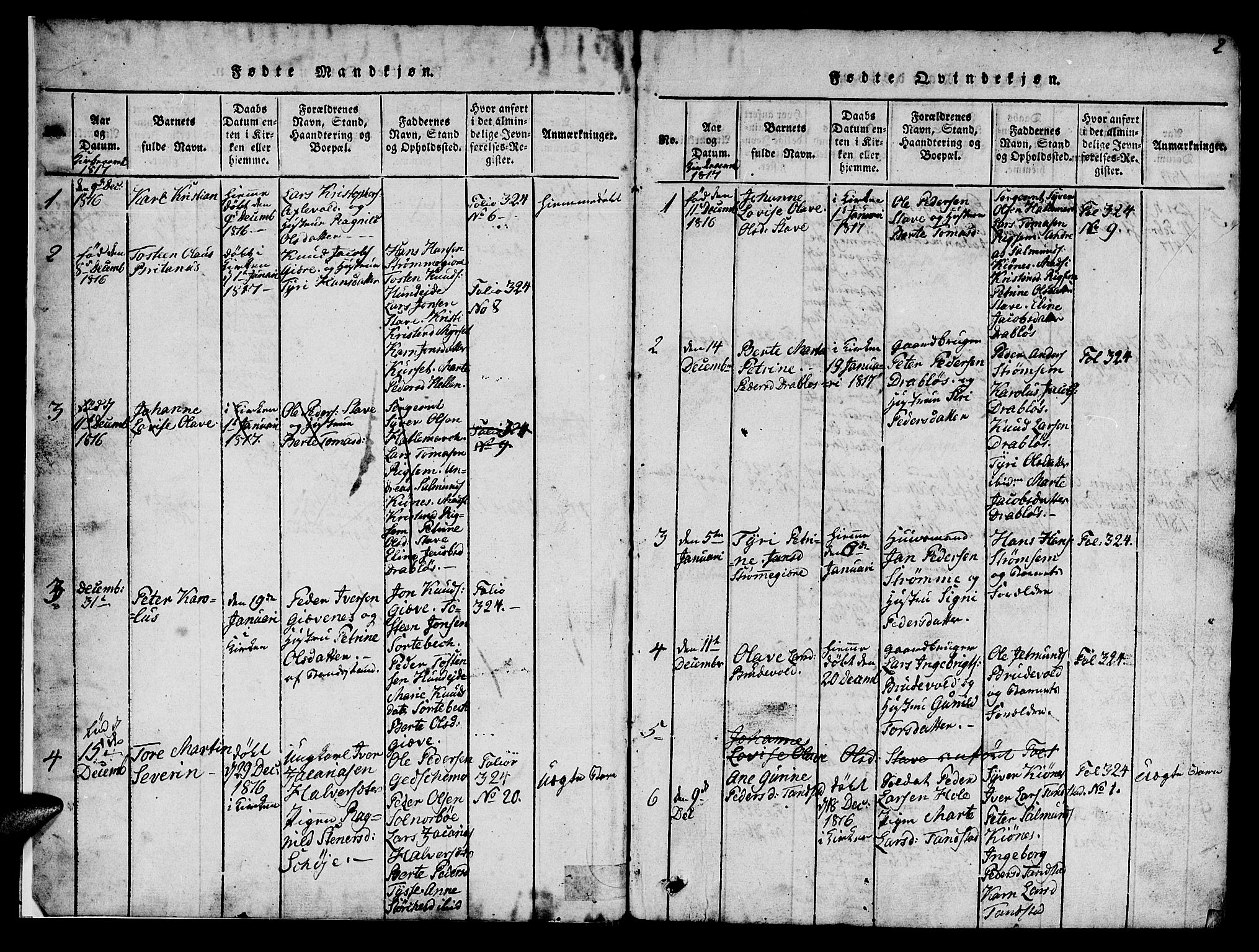 Ministerialprotokoller, klokkerbøker og fødselsregistre - Møre og Romsdal, AV/SAT-A-1454/522/L0322: Parish register (copy) no. 522C01, 1816-1830, p. 2