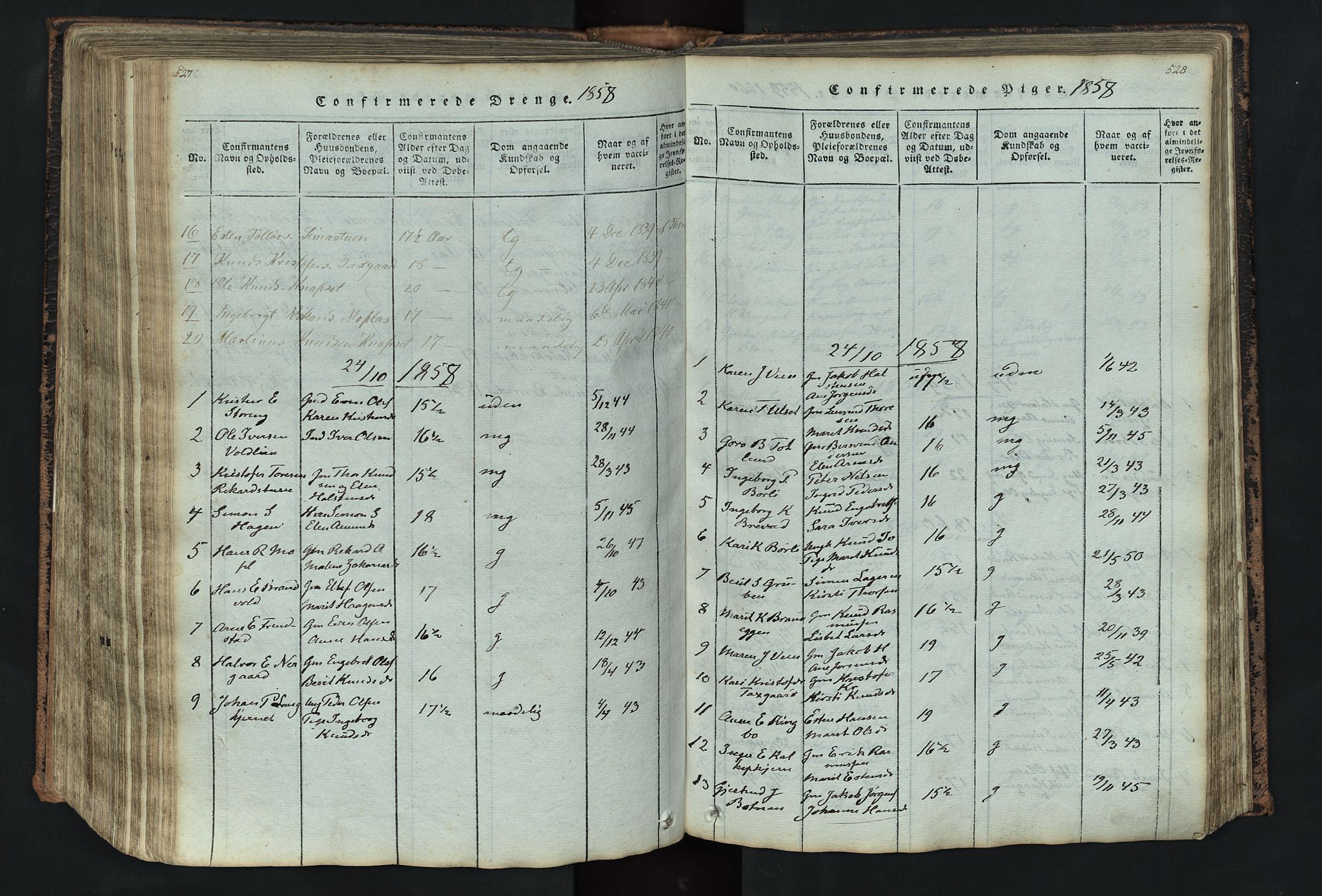 Kvikne prestekontor, SAH/PREST-064/H/Ha/Hab/L0001: Parish register (copy) no. 1, 1815-1895, p. 527-528