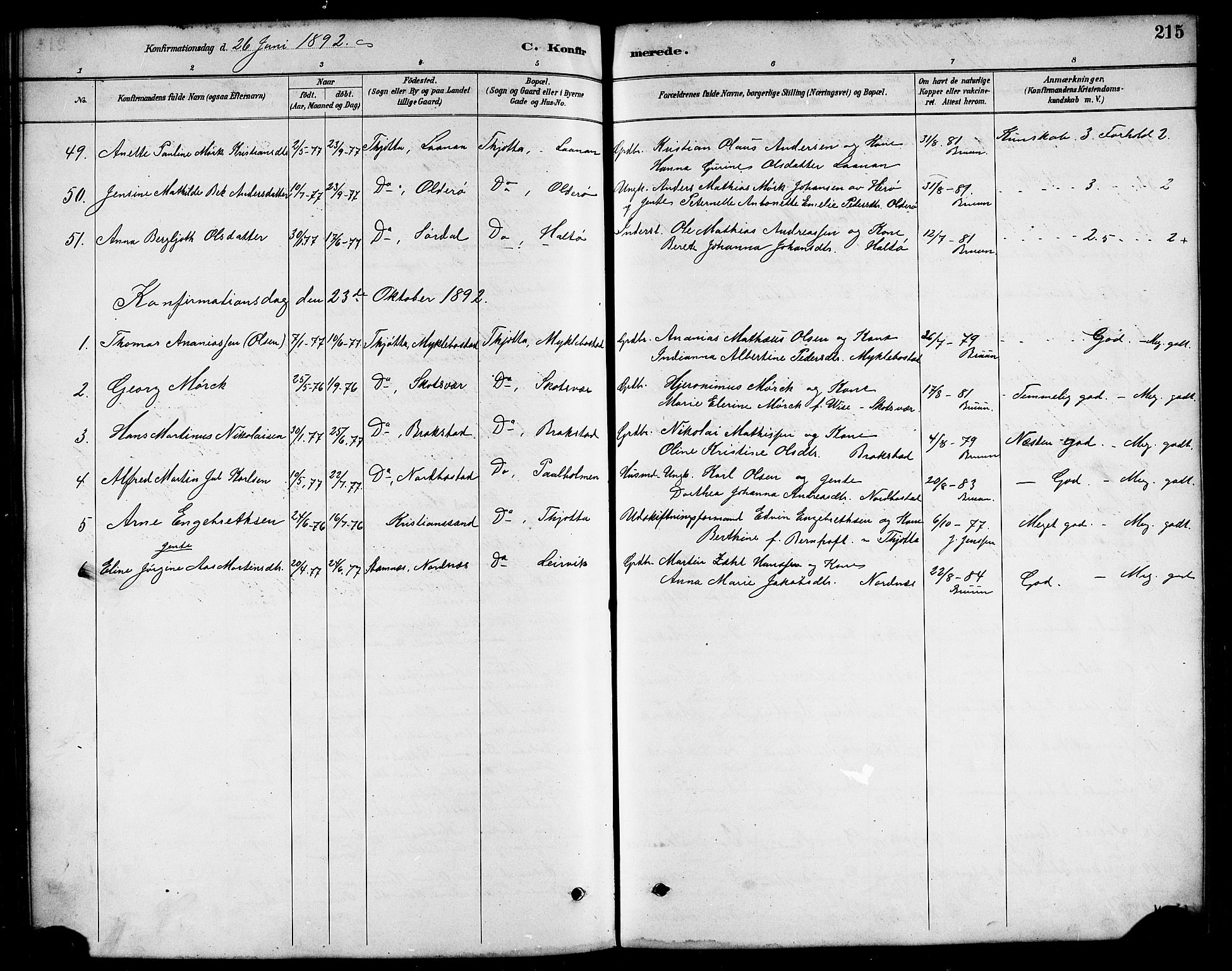 Ministerialprotokoller, klokkerbøker og fødselsregistre - Nordland, AV/SAT-A-1459/817/L0268: Parish register (copy) no. 817C03, 1884-1920, p. 215