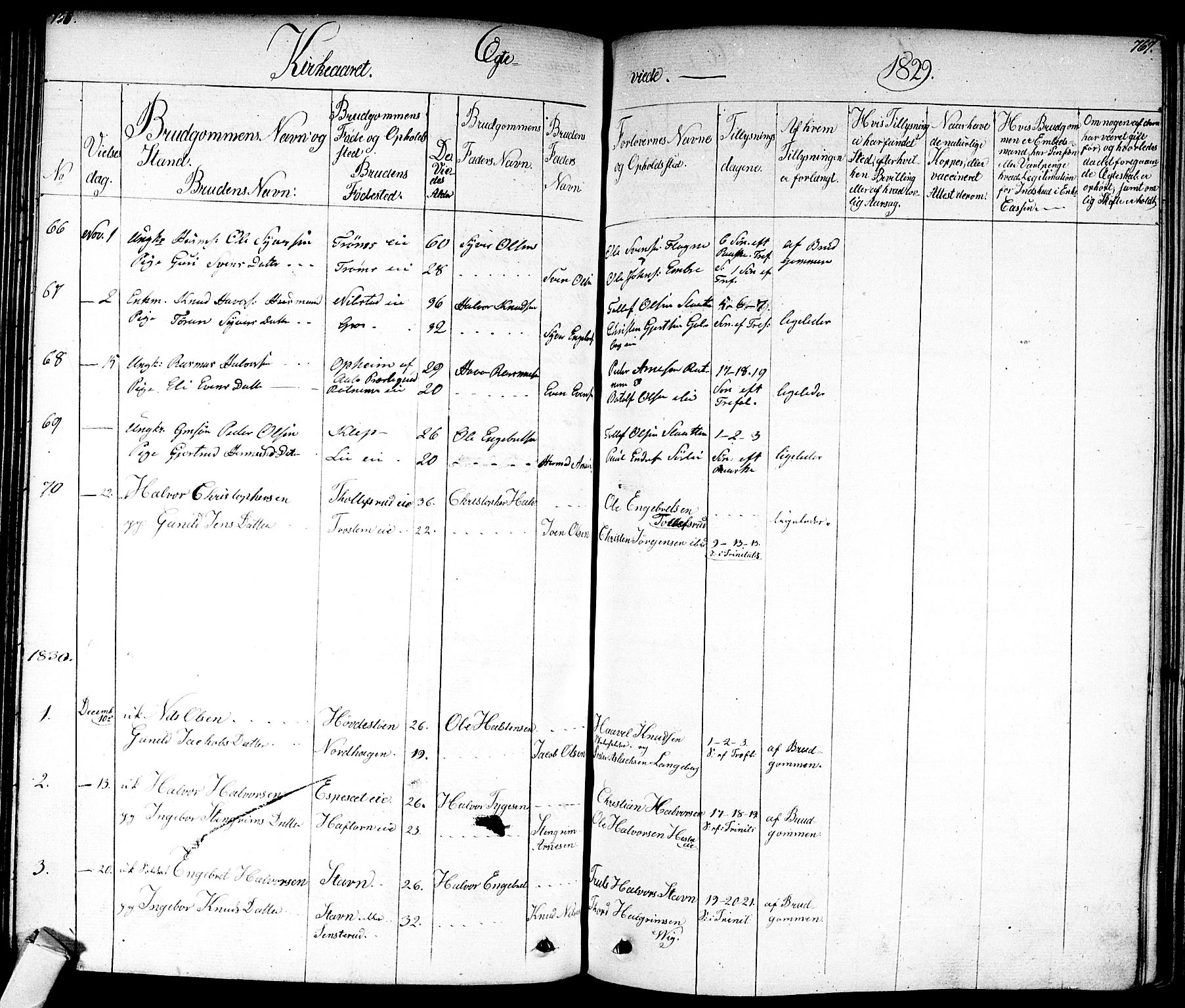 Nes kirkebøker, AV/SAKO-A-236/F/Fa/L0008: Parish register (official) no. 8, 1824-1834, p. 766-767