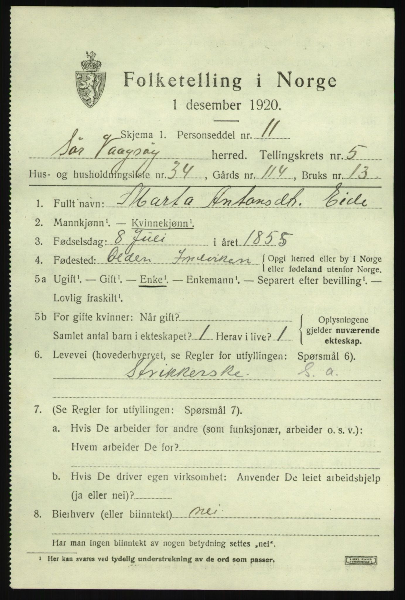 SAB, 1920 census for Sør-Vågsøy, 1920, p. 3292