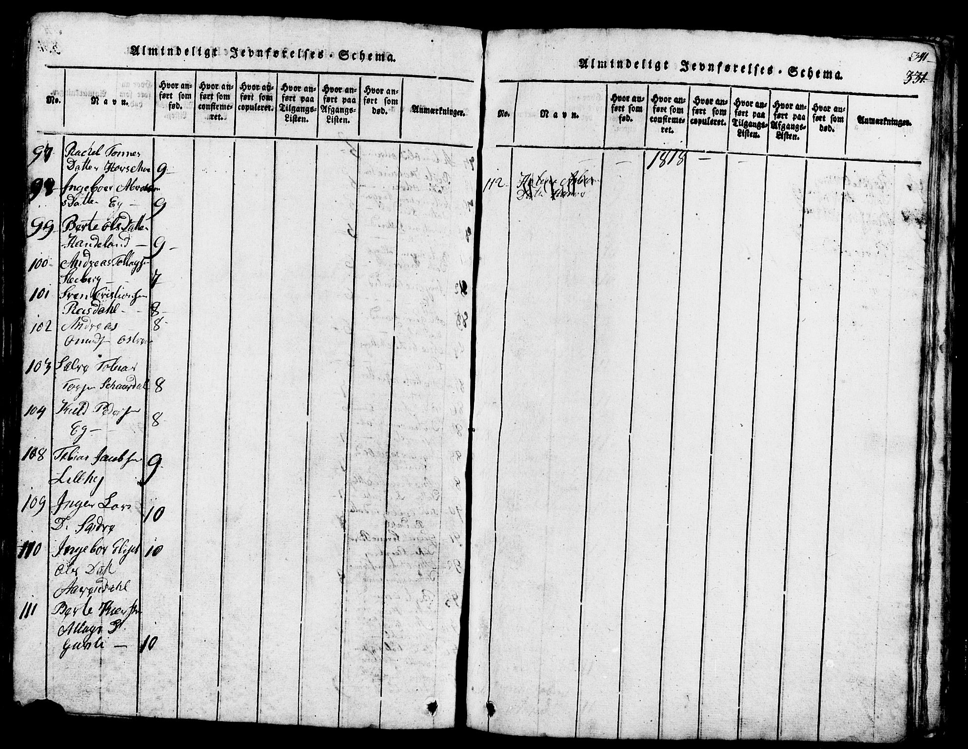 Lund sokneprestkontor, AV/SAST-A-101809/S07/L0002: Parish register (copy) no. B 2, 1816-1832, p. 341