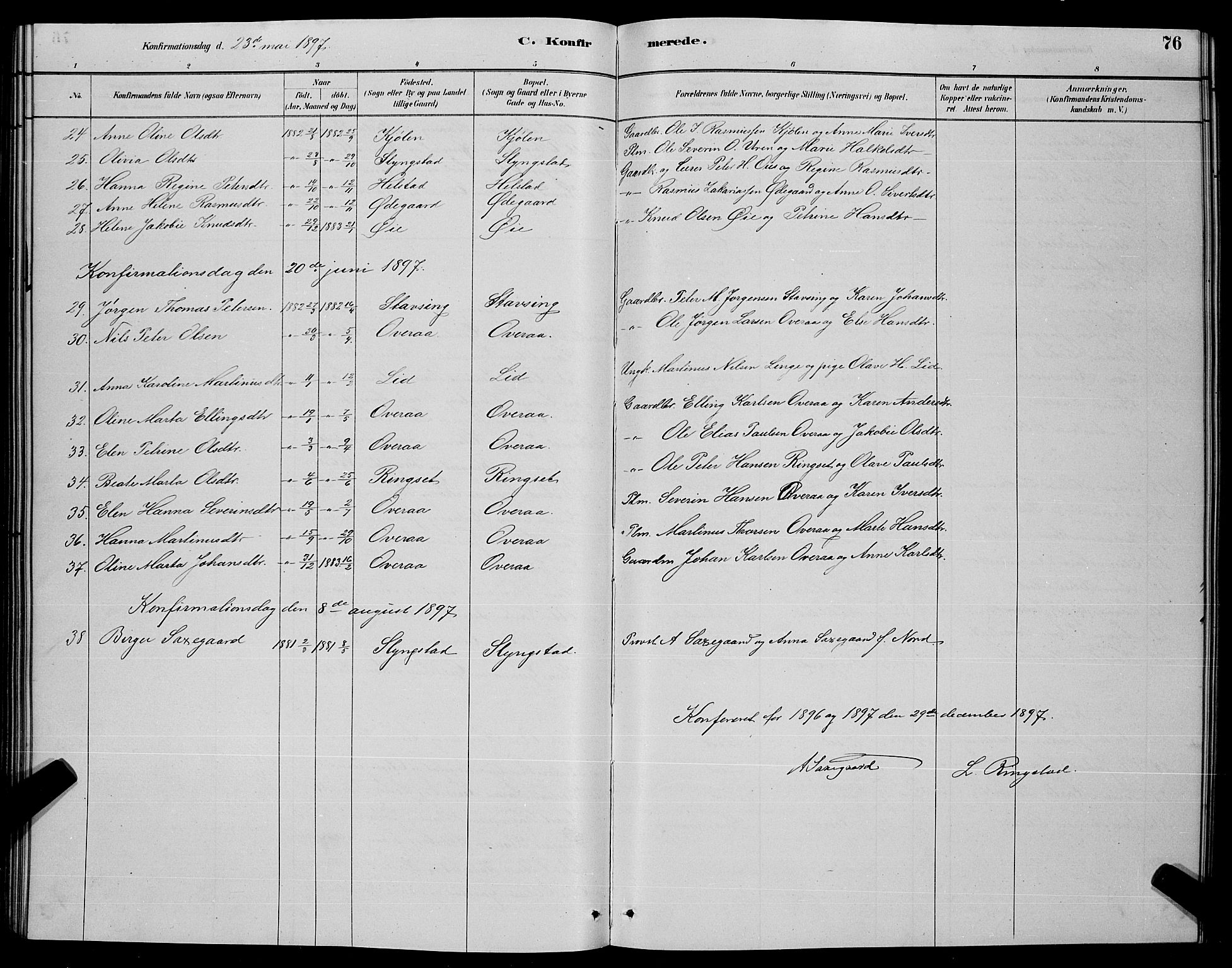 Ministerialprotokoller, klokkerbøker og fødselsregistre - Møre og Romsdal, AV/SAT-A-1454/520/L0292: Parish register (copy) no. 520C04, 1882-1901, p. 76