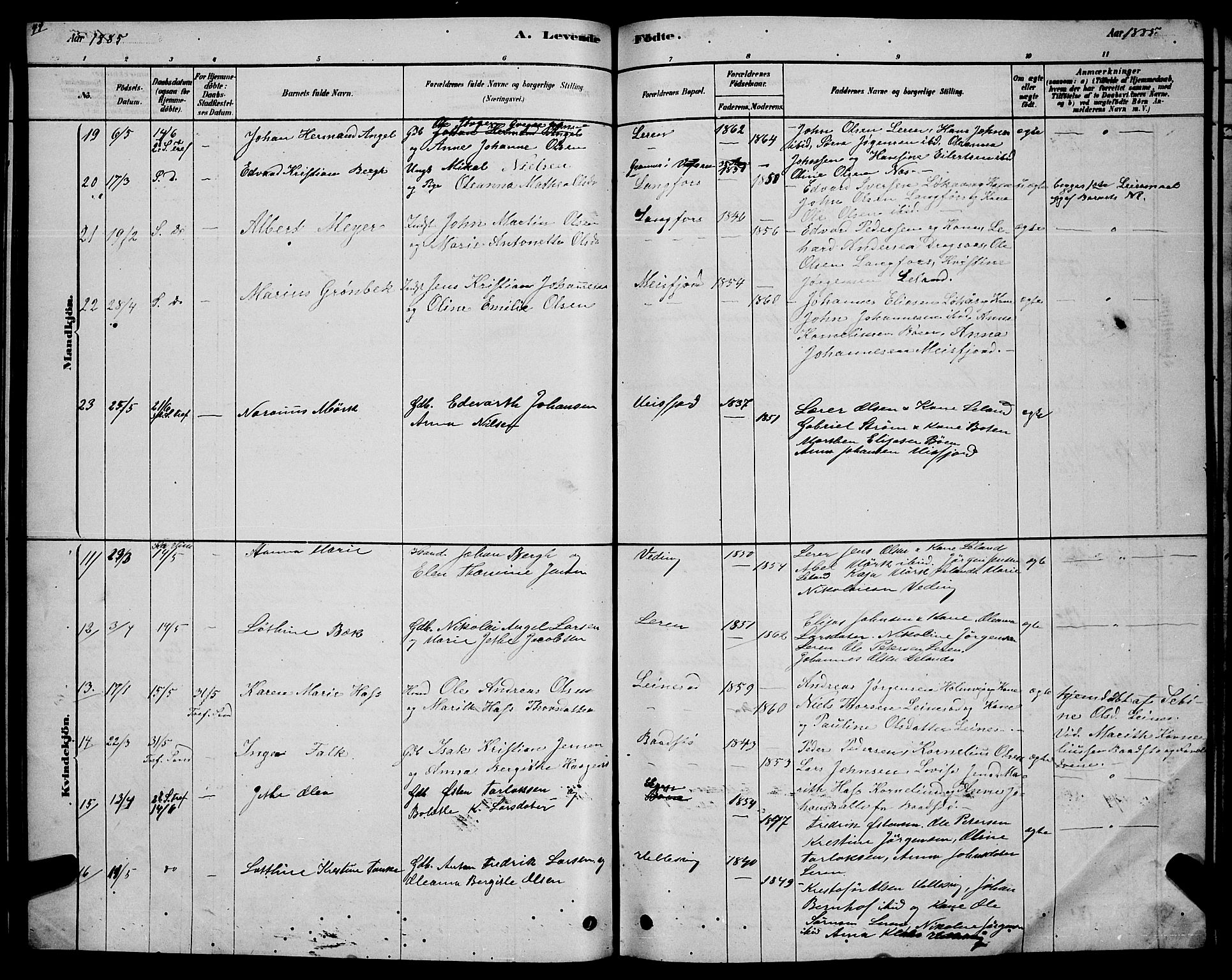 Ministerialprotokoller, klokkerbøker og fødselsregistre - Nordland, AV/SAT-A-1459/831/L0477: Parish register (copy) no. 831C04, 1878-1897, p. 44