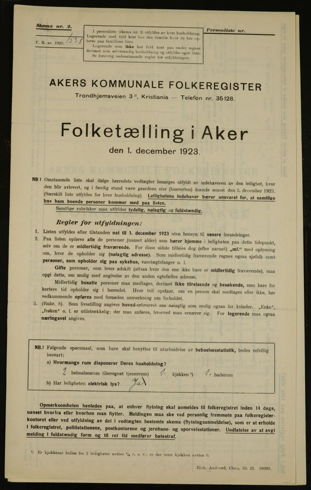 , Municipal Census 1923 for Aker, 1923, p. 17514