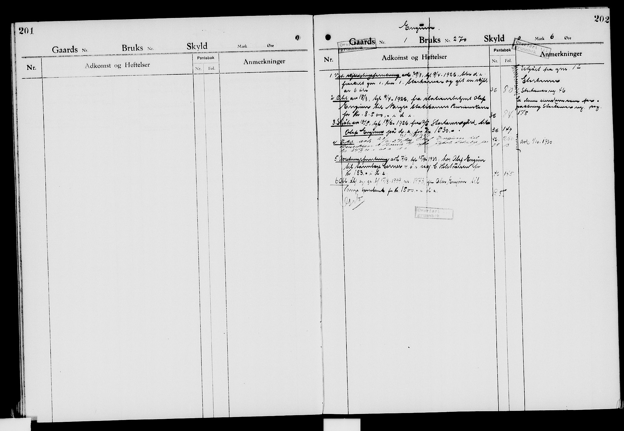 Nord-Hedmark sorenskriveri, SAH/TING-012/H/Ha/Had/Hade/L0007: Mortgage register no. 4.7, 1924-1940, p. 201-202