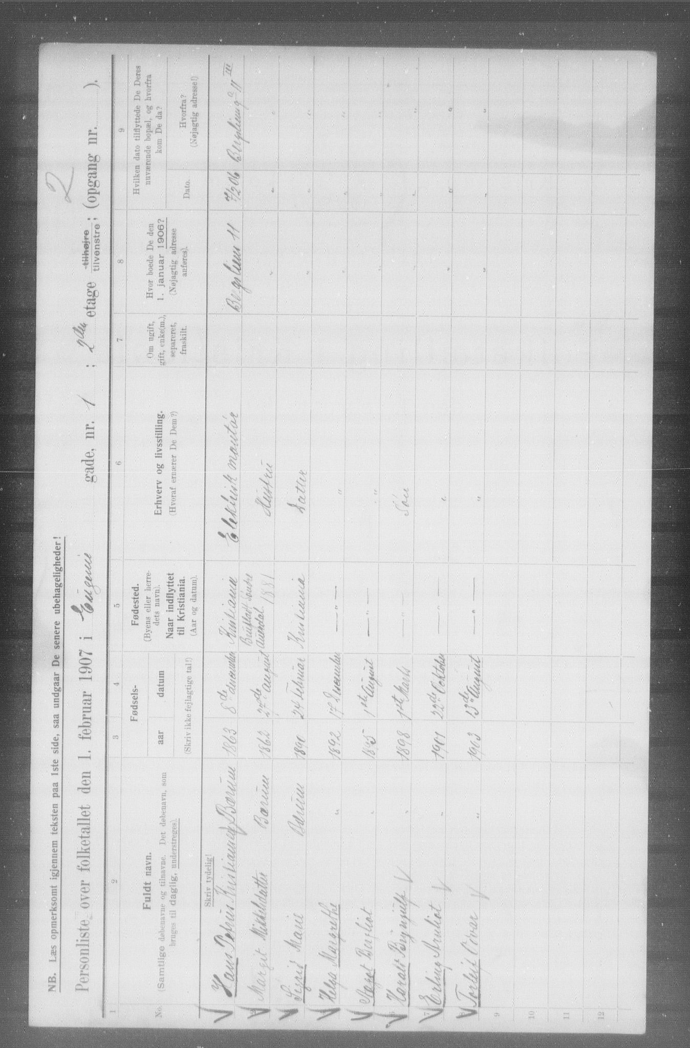 OBA, Municipal Census 1907 for Kristiania, 1907, p. 11428