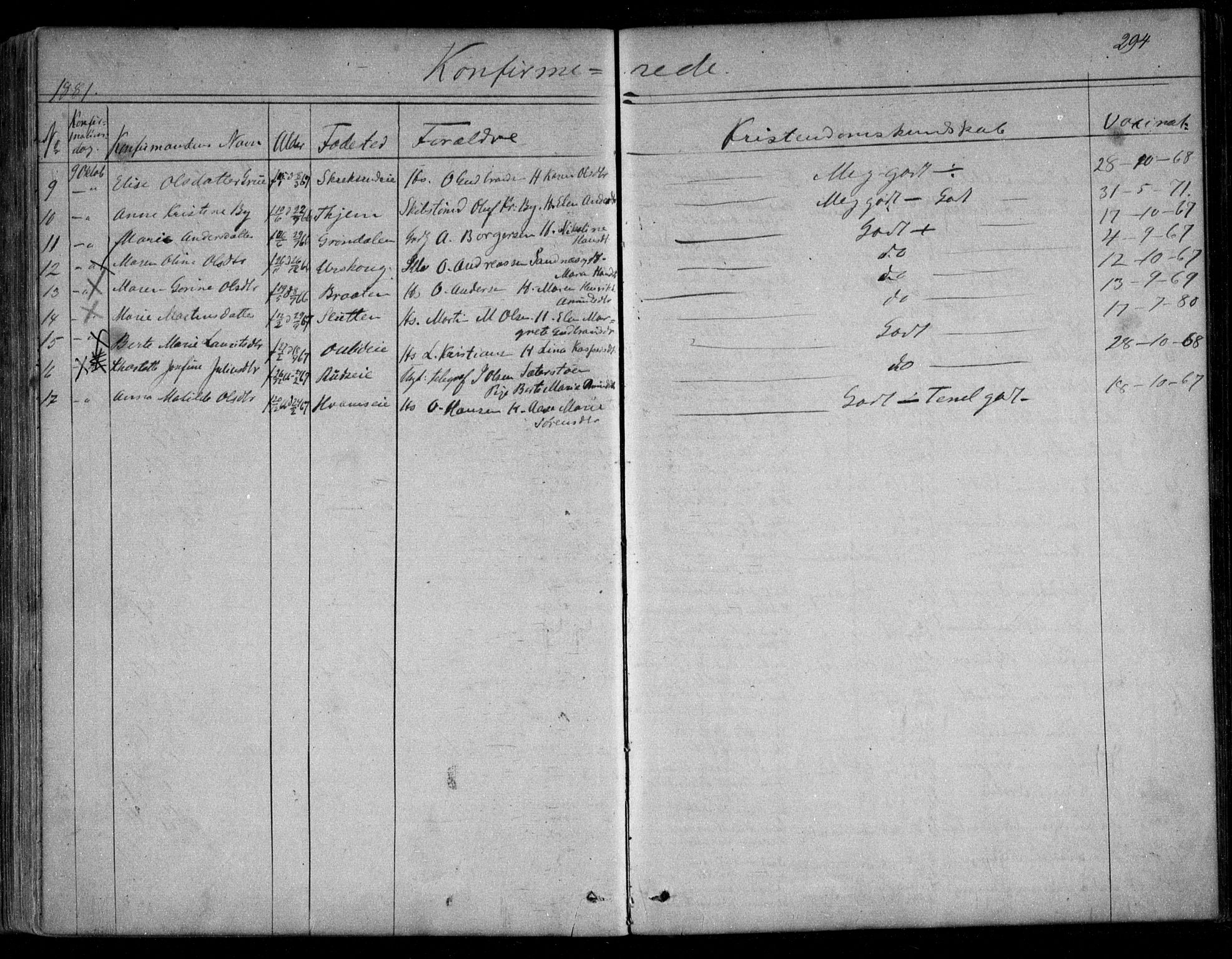 Nes prestekontor Kirkebøker, AV/SAO-A-10410/F/Fc/L0001: Parish register (official) no. III 1, 1859-1882, p. 294