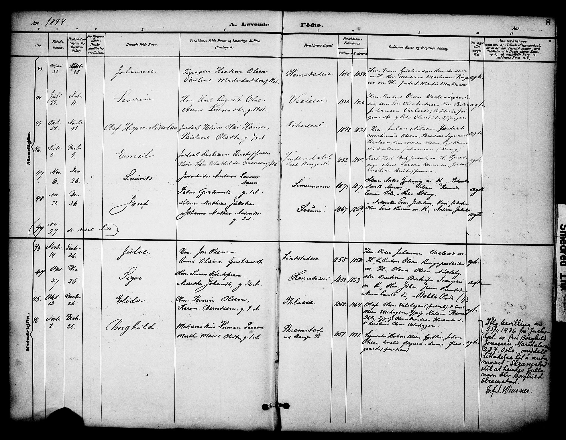 Stange prestekontor, SAH/PREST-002/K/L0020: Parish register (official) no. 20, 1894-1905, p. 8