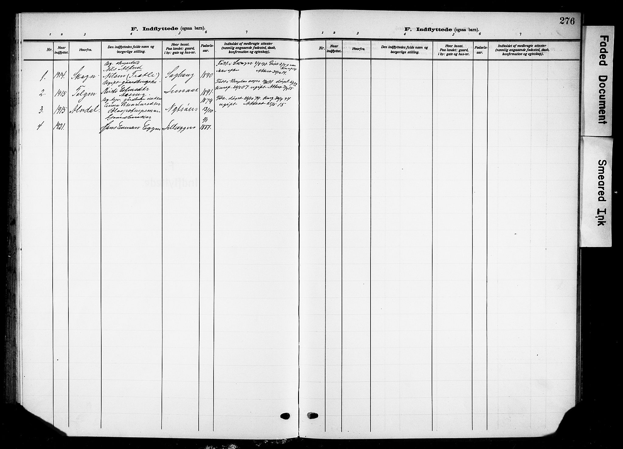 Tynset prestekontor, SAH/PREST-058/H/Ha/Hab/L0011: Parish register (copy) no. 11, 1915-1930, p. 276