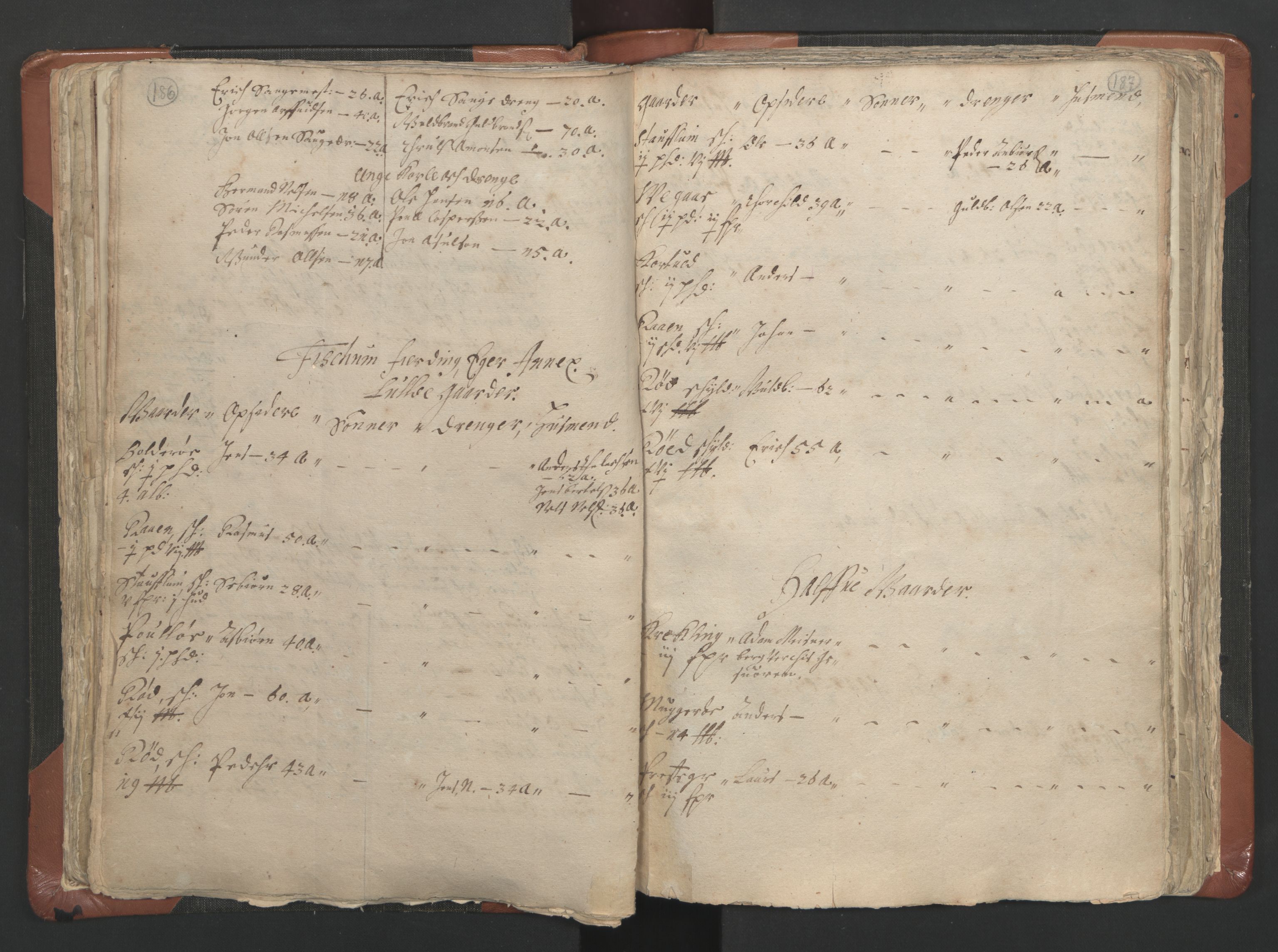 RA, Vicar's Census 1664-1666, no. 9: Bragernes deanery, 1664-1666, p. 186-187