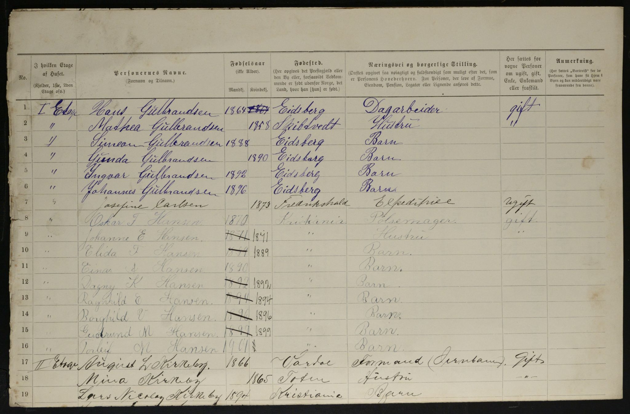 OBA, Municipal Census 1901 for Kristiania, 1901, p. 4317