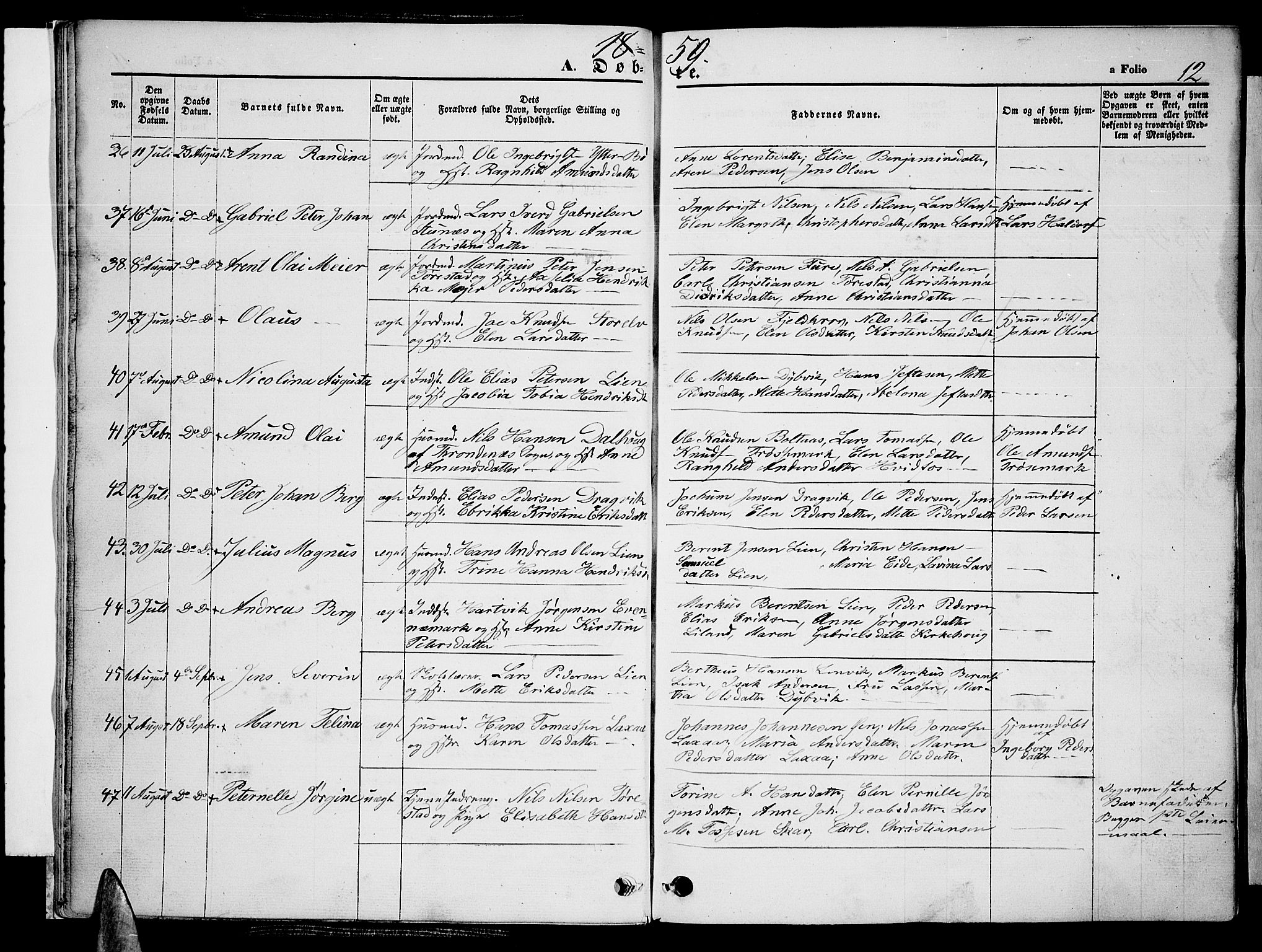 Ministerialprotokoller, klokkerbøker og fødselsregistre - Nordland, AV/SAT-A-1459/863/L0912: Parish register (copy) no. 863C02, 1858-1876, p. 12