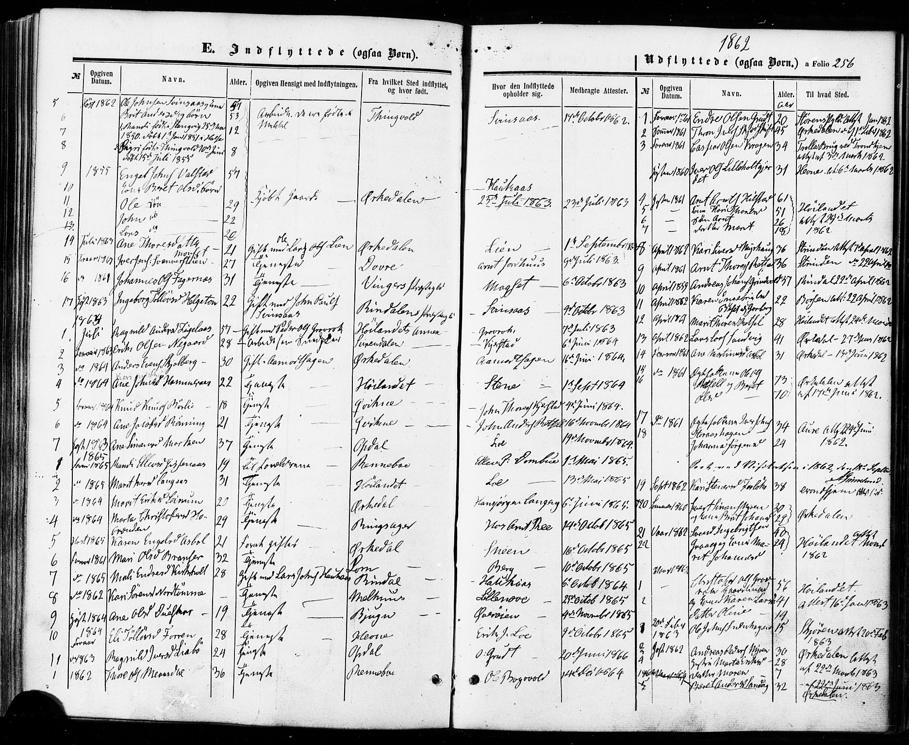 Ministerialprotokoller, klokkerbøker og fødselsregistre - Sør-Trøndelag, SAT/A-1456/672/L0856: Parish register (official) no. 672A08, 1861-1881, p. 256