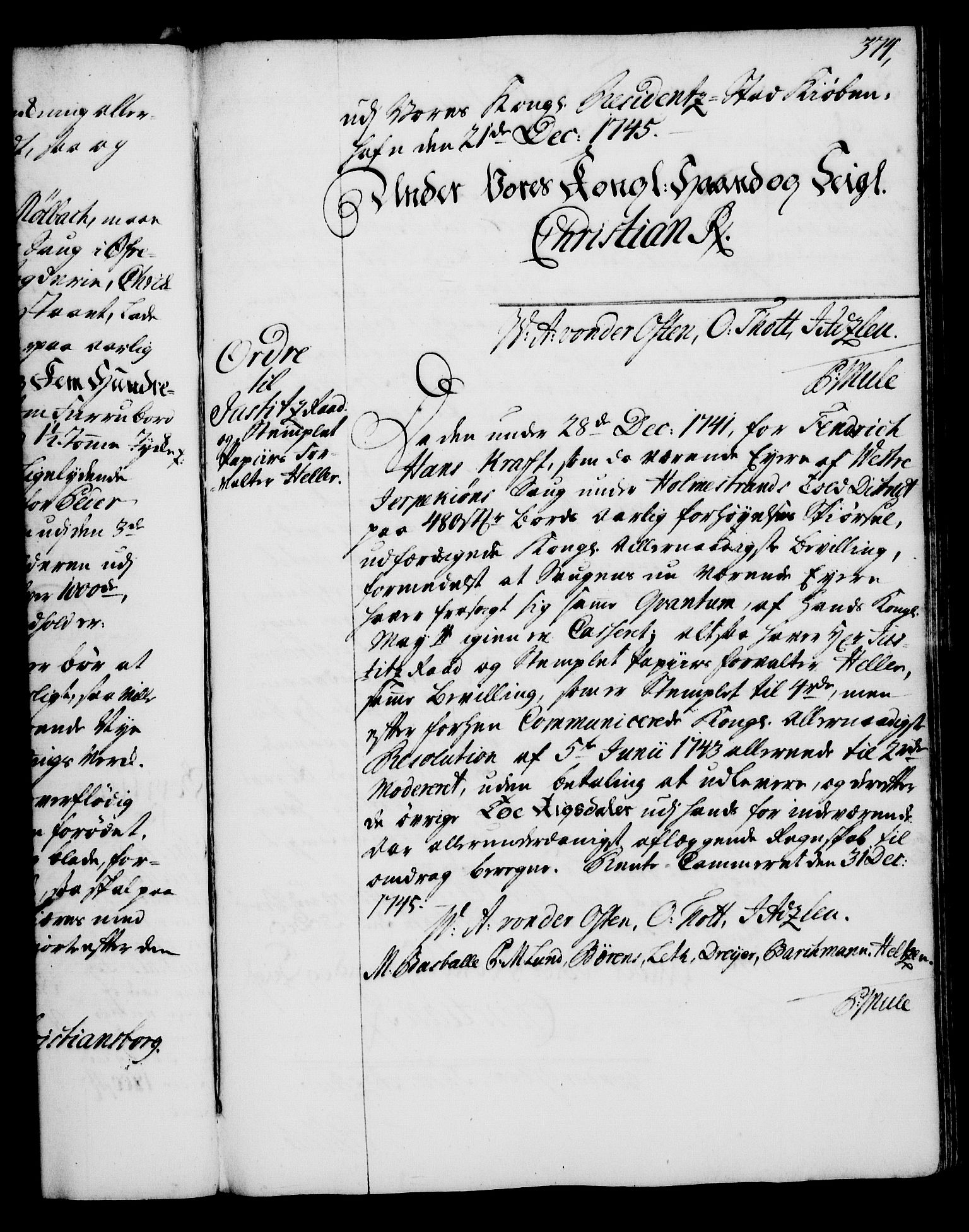 Rentekammeret, Kammerkanselliet, RA/EA-3111/G/Gg/Gga/L0005: Norsk ekspedisjonsprotokoll med register (merket RK 53.5), 1741-1749, p. 374