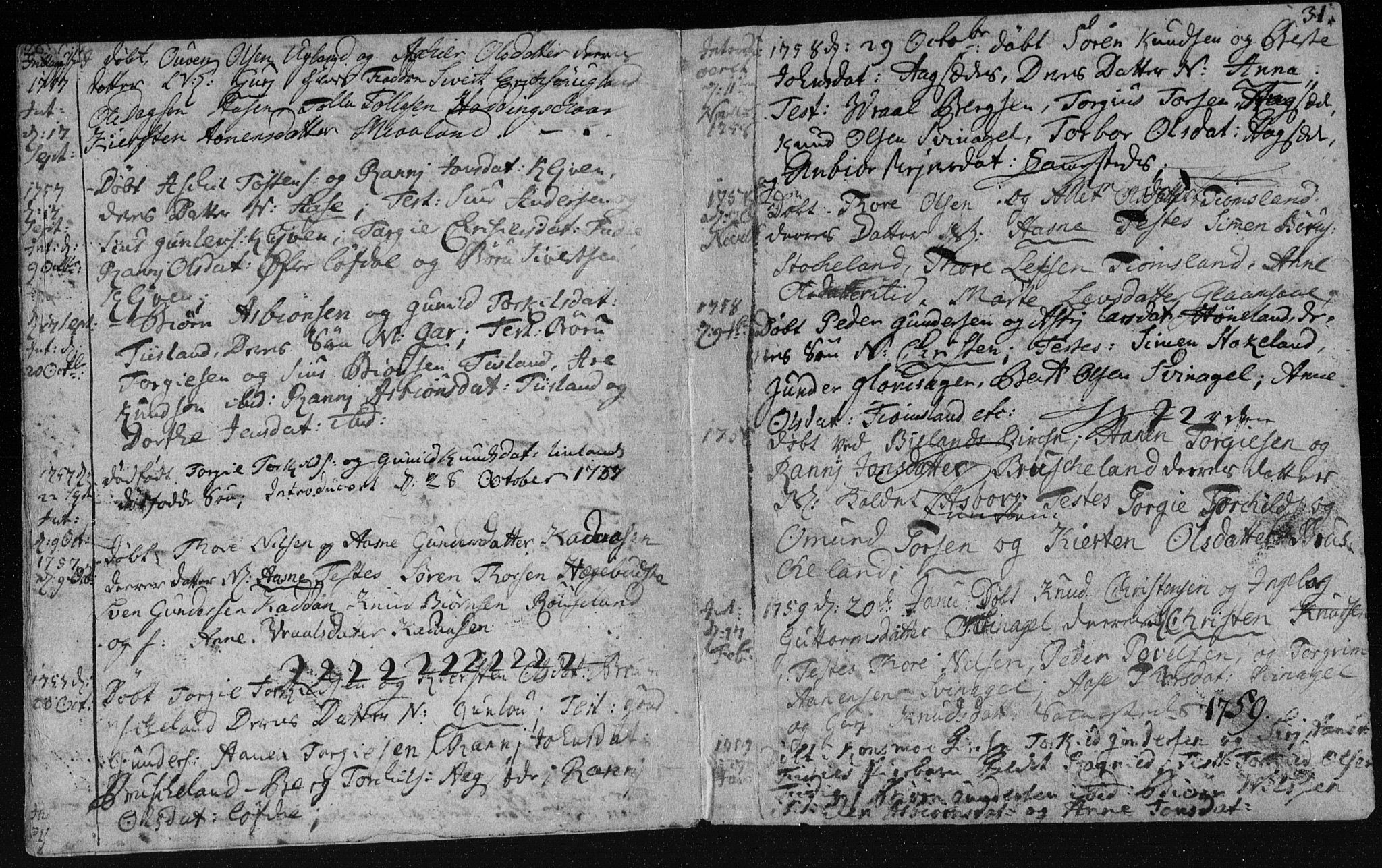 Holum sokneprestkontor, AV/SAK-1111-0022/F/Fa/Fab/L0003: Parish register (official) no. A 3, 1752-1774, p. 30-31