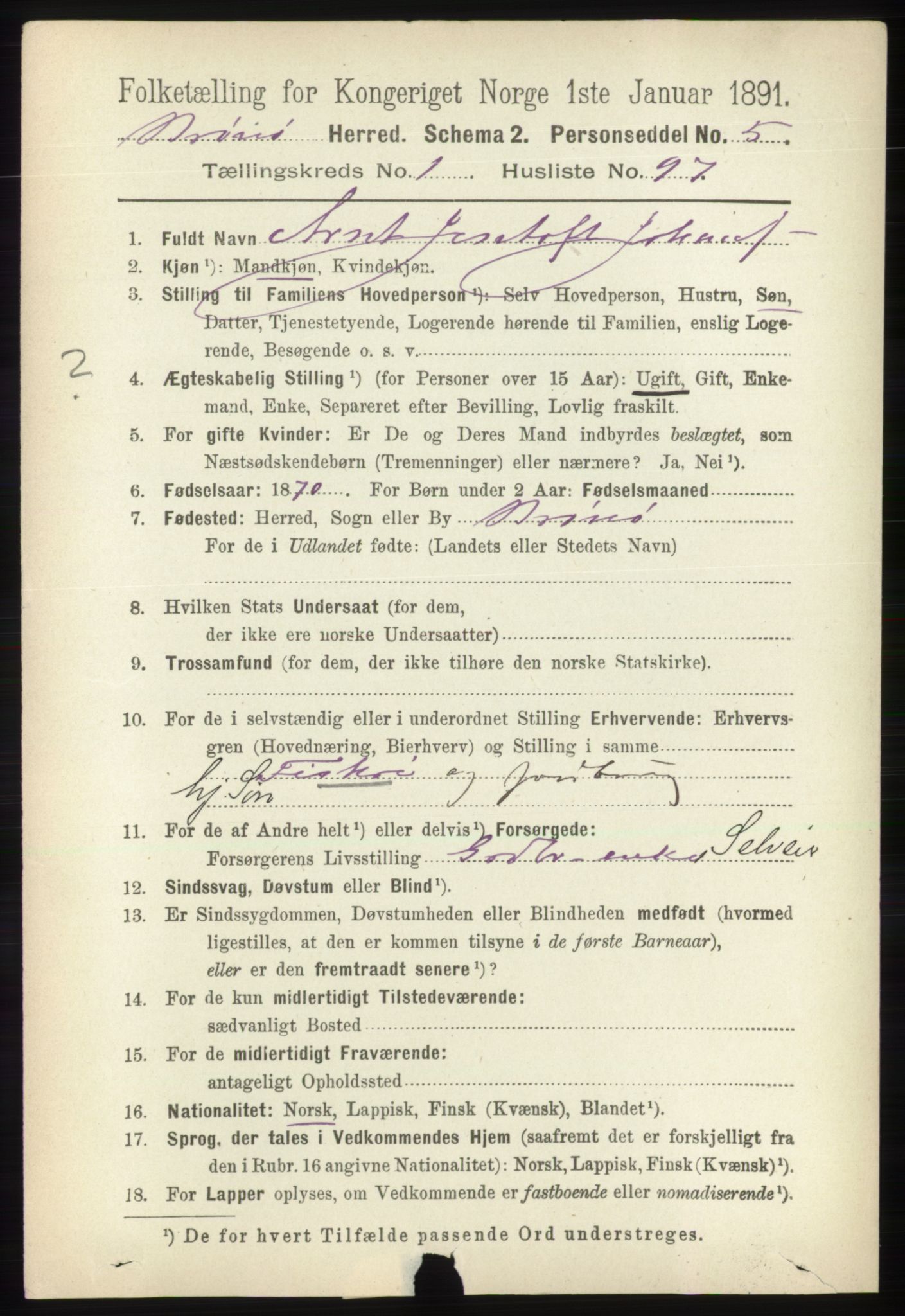 RA, 1891 census for 1814 Brønnøy, 1891, p. 742