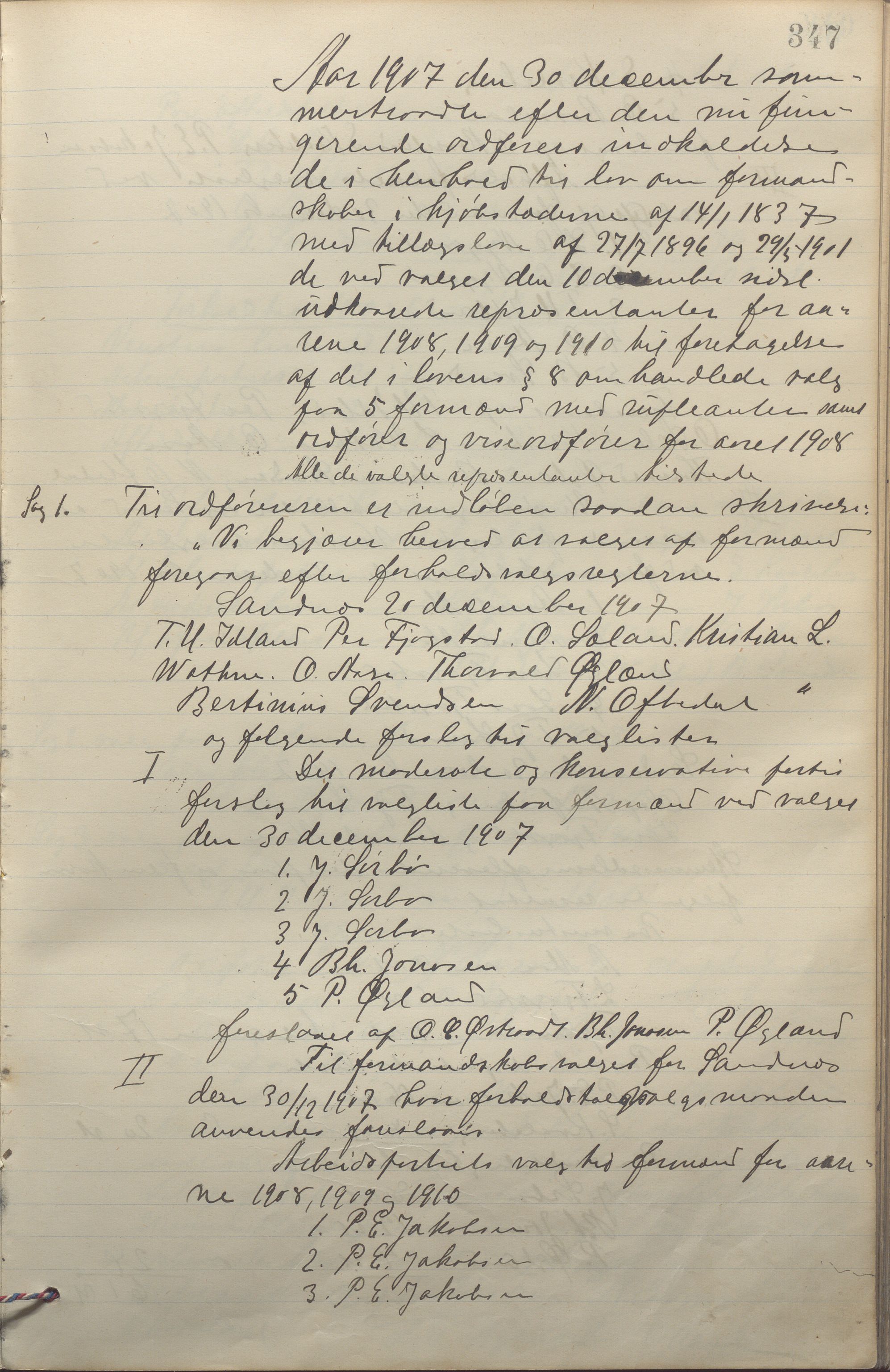 Sandnes kommune - Formannskapet og Bystyret, IKAR/K-100188/Aa/L0006: Møtebok, 1902-1909, p. 347