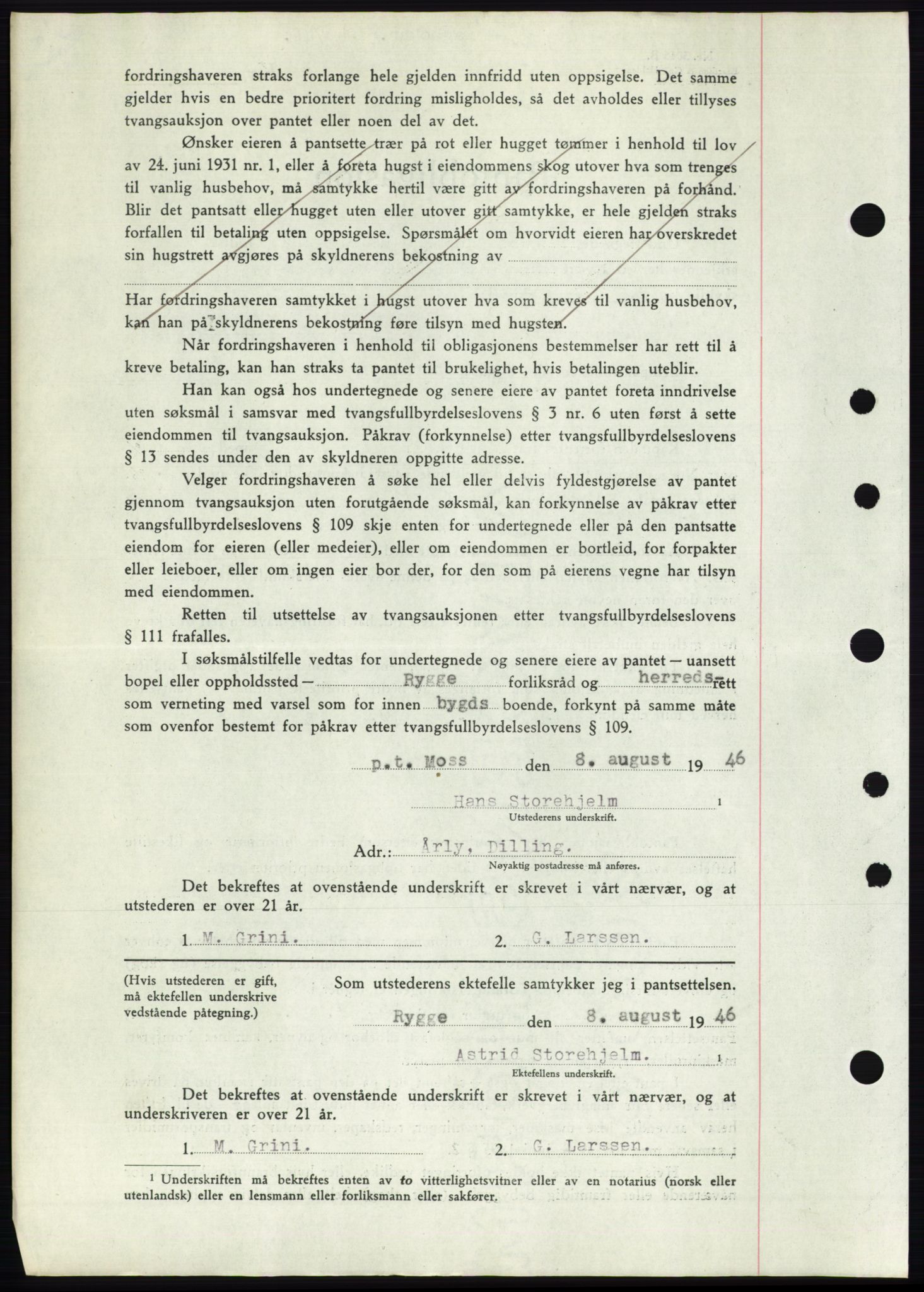 Moss sorenskriveri, SAO/A-10168: Mortgage book no. B15, 1946-1946, Diary no: : 1941/1946