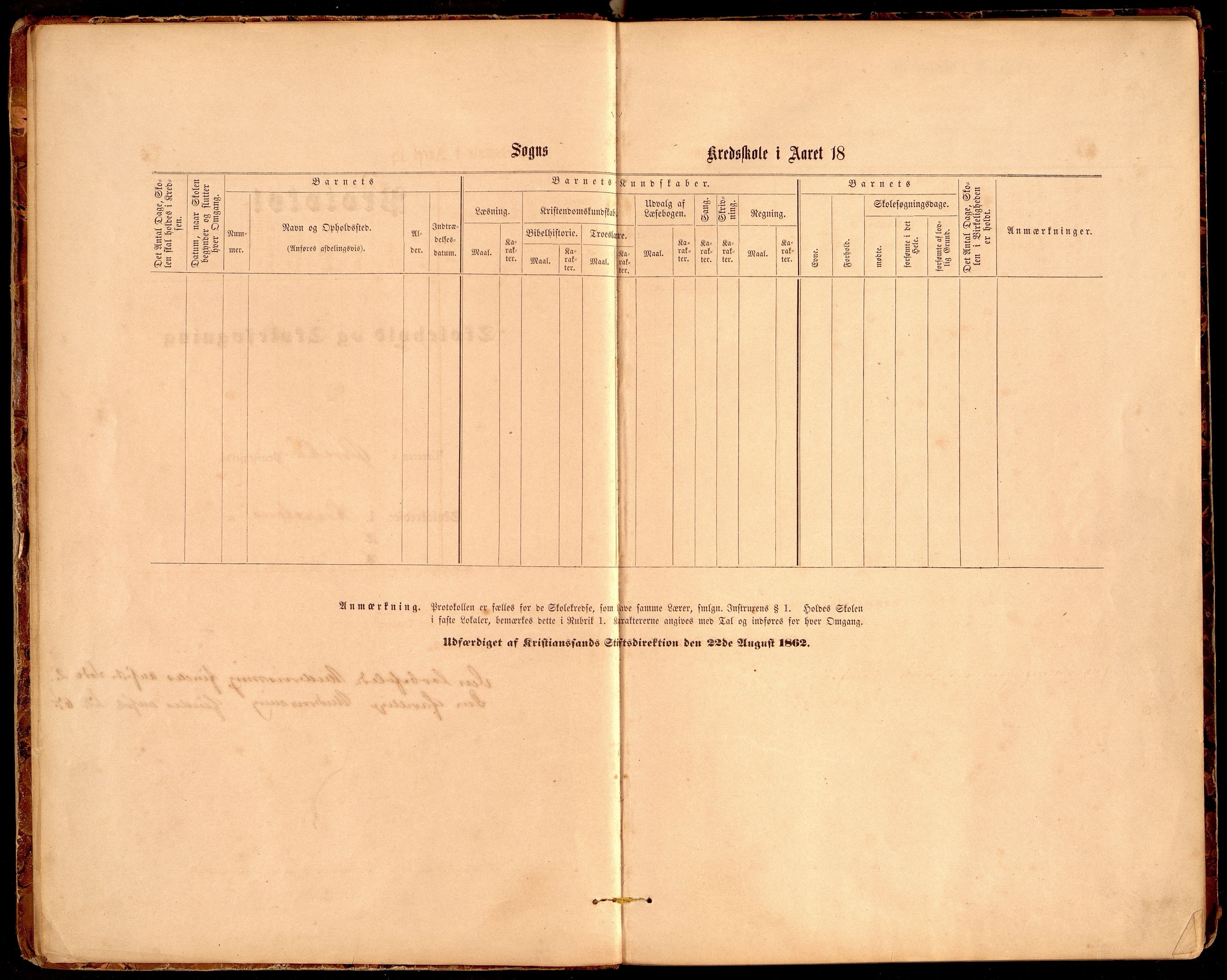 Vennesla kommune - Kvarstein Skole, ARKSOR/1014VG550/H/L0002: Skoleprotokoll (d), 1875-1891