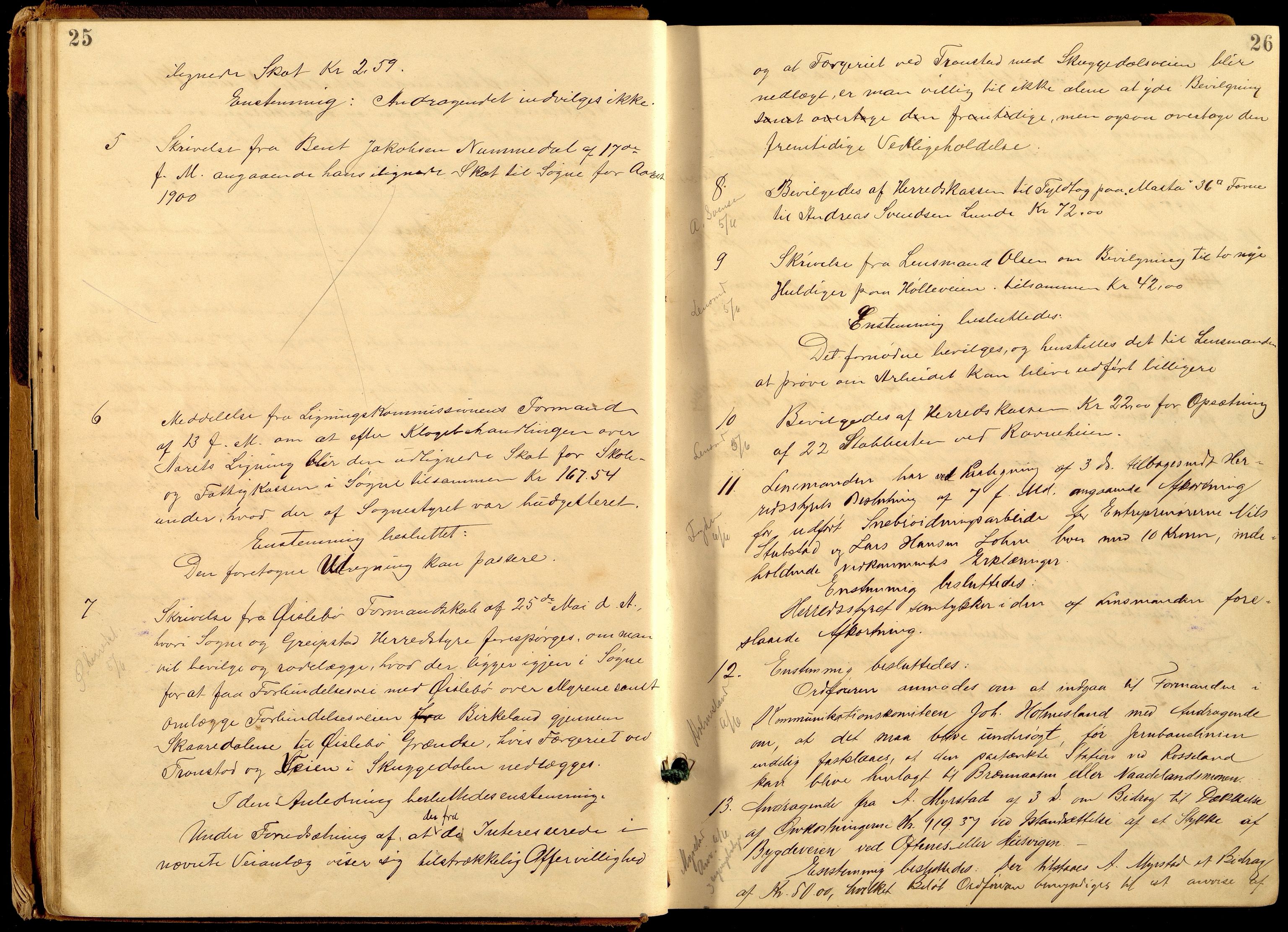 Søgne og Greipstad kommune - Formannskapet, ARKSOR/1018SG120/A/L0006: Møtebok (d), 1901-1909, p. 25-26