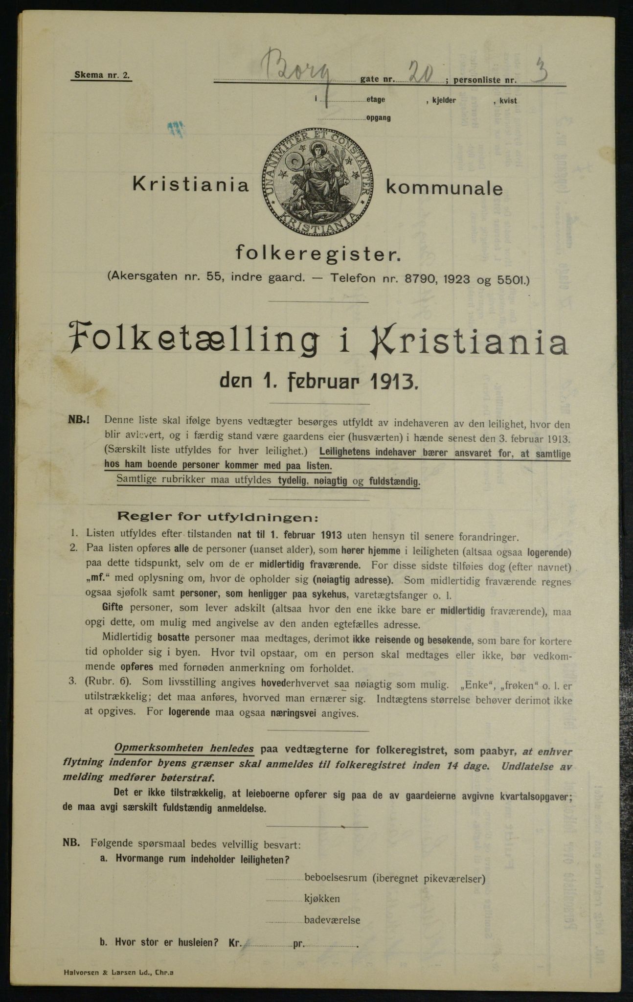 OBA, Municipal Census 1913 for Kristiania, 1913, p. 7930