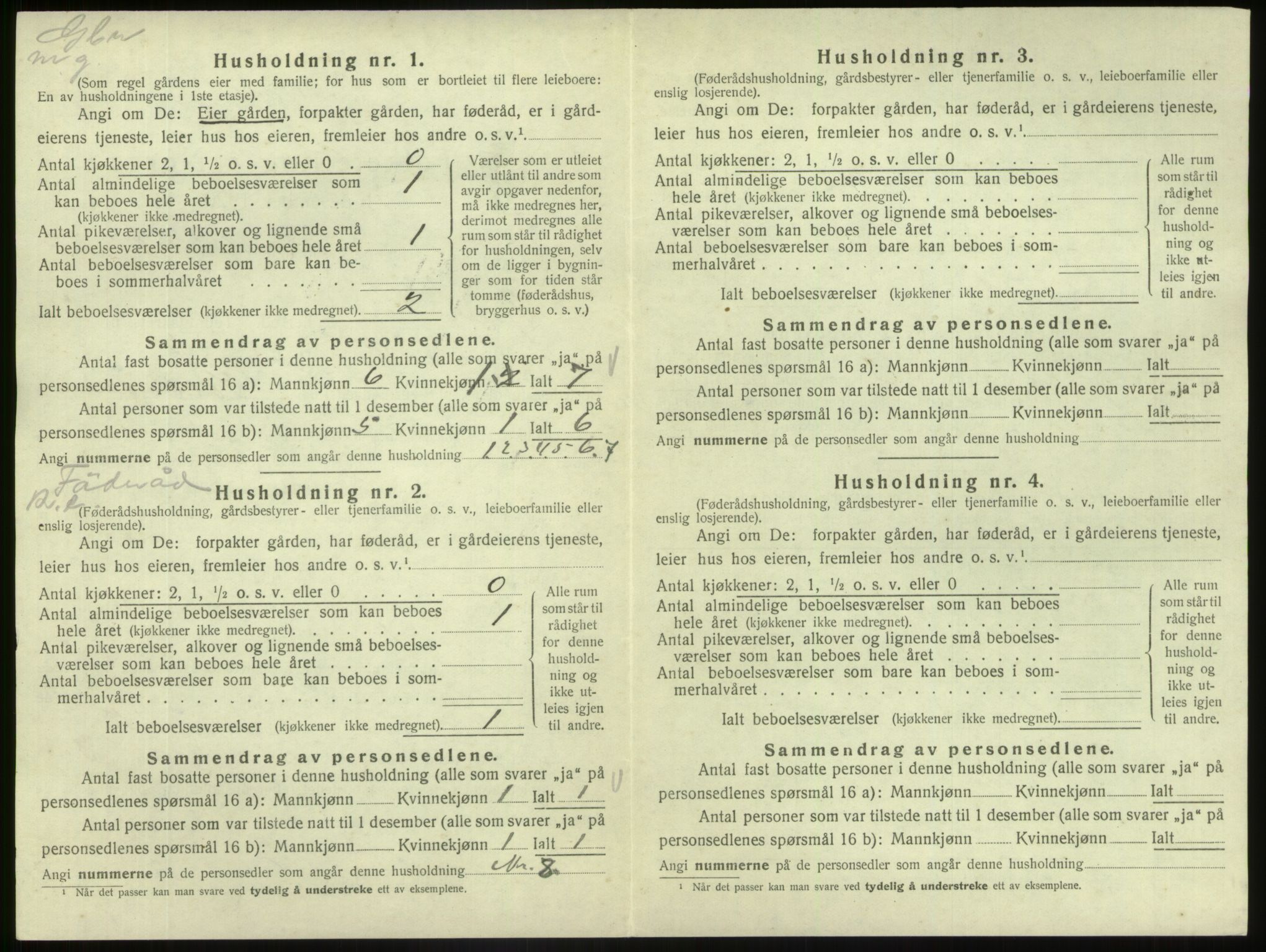 SAB, 1920 census for Fjaler, 1920, p. 278