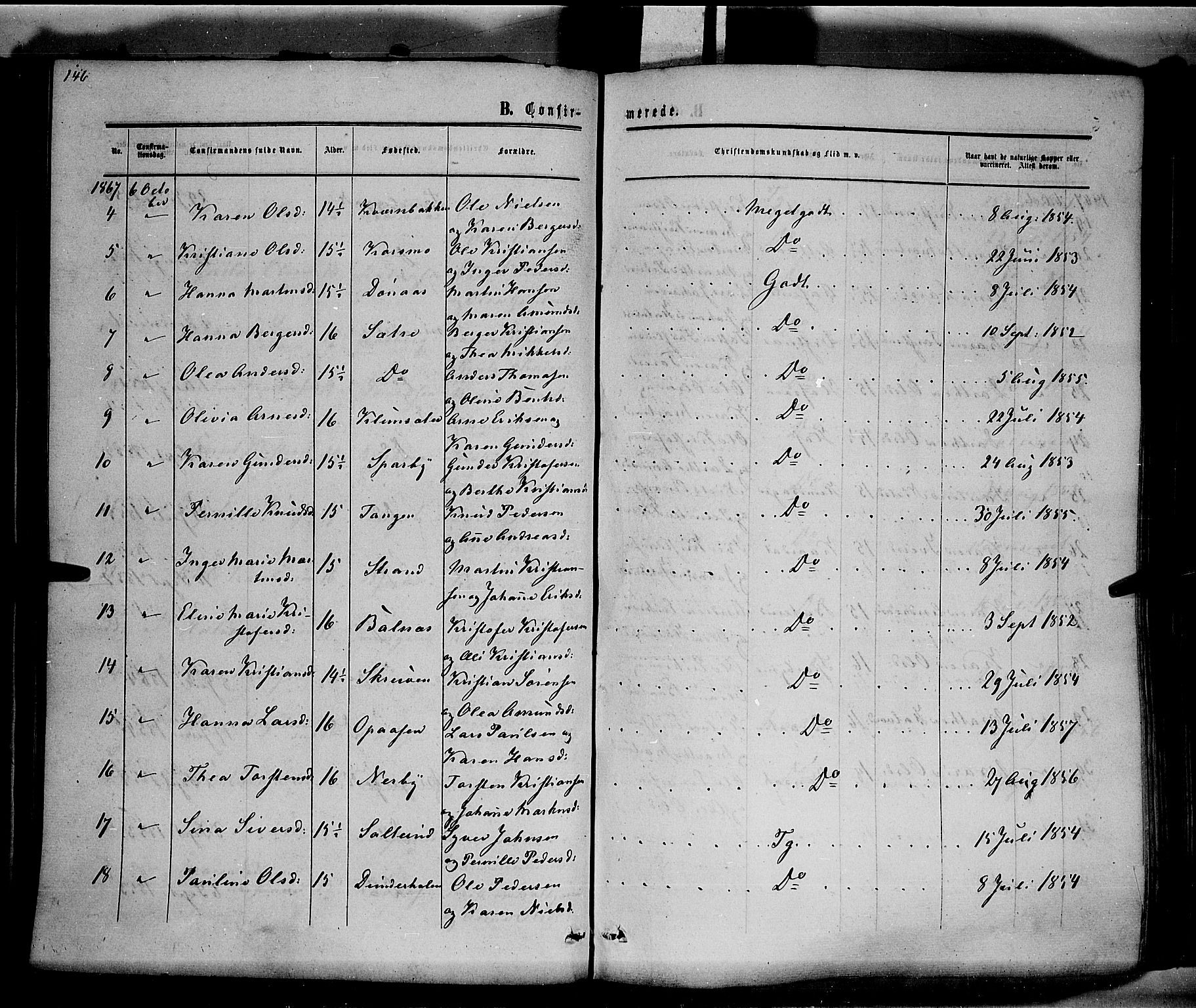 Hof prestekontor, AV/SAH-PREST-038/H/Ha/Haa/L0009: Parish register (official) no. 9, 1862-1877, p. 146