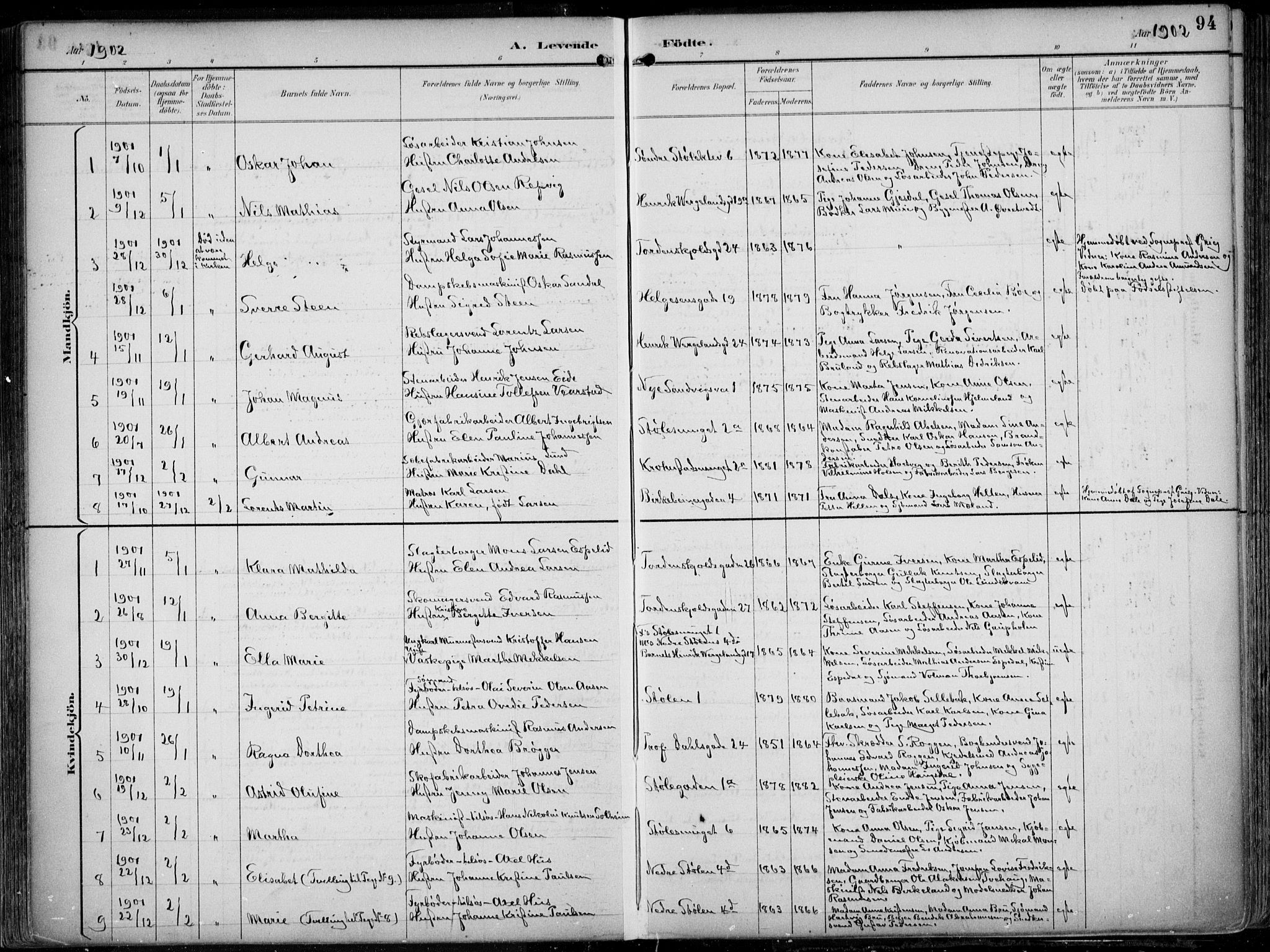 Mariakirken Sokneprestembete, SAB/A-76901/H/Hab/L0005: Parish register (copy) no. A 5, 1893-1913, p. 94