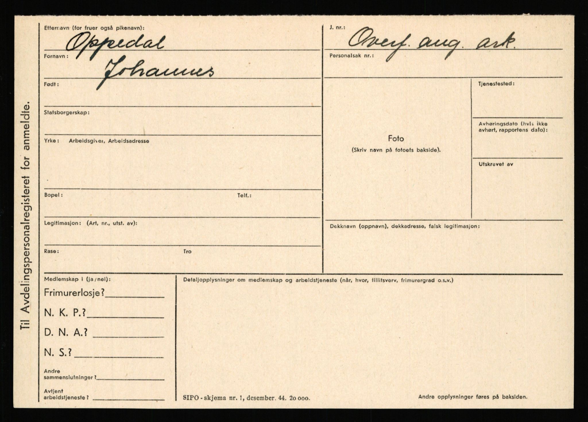 Statspolitiet - Hovedkontoret / Osloavdelingen, AV/RA-S-1329/C/Ca/L0012: Oanæs - Quistgaard	, 1943-1945, p. 2122