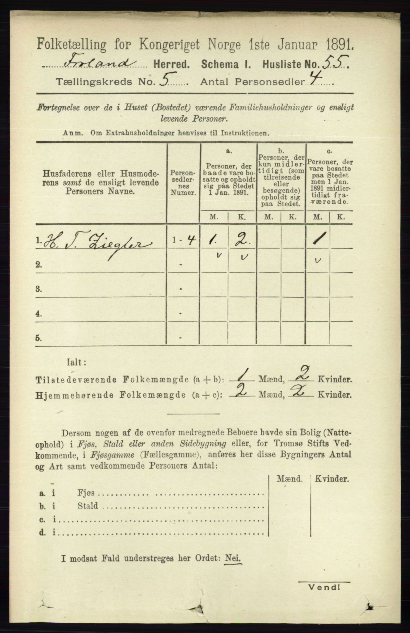 RA, 1891 census for 0919 Froland, 1891, p. 1777