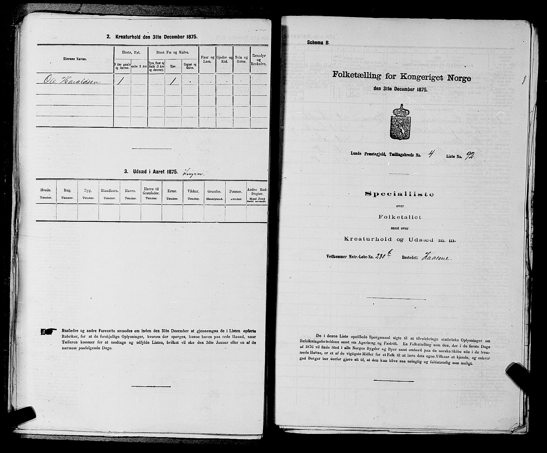 SAKO, 1875 census for 0820P Lunde, 1875, p. 648