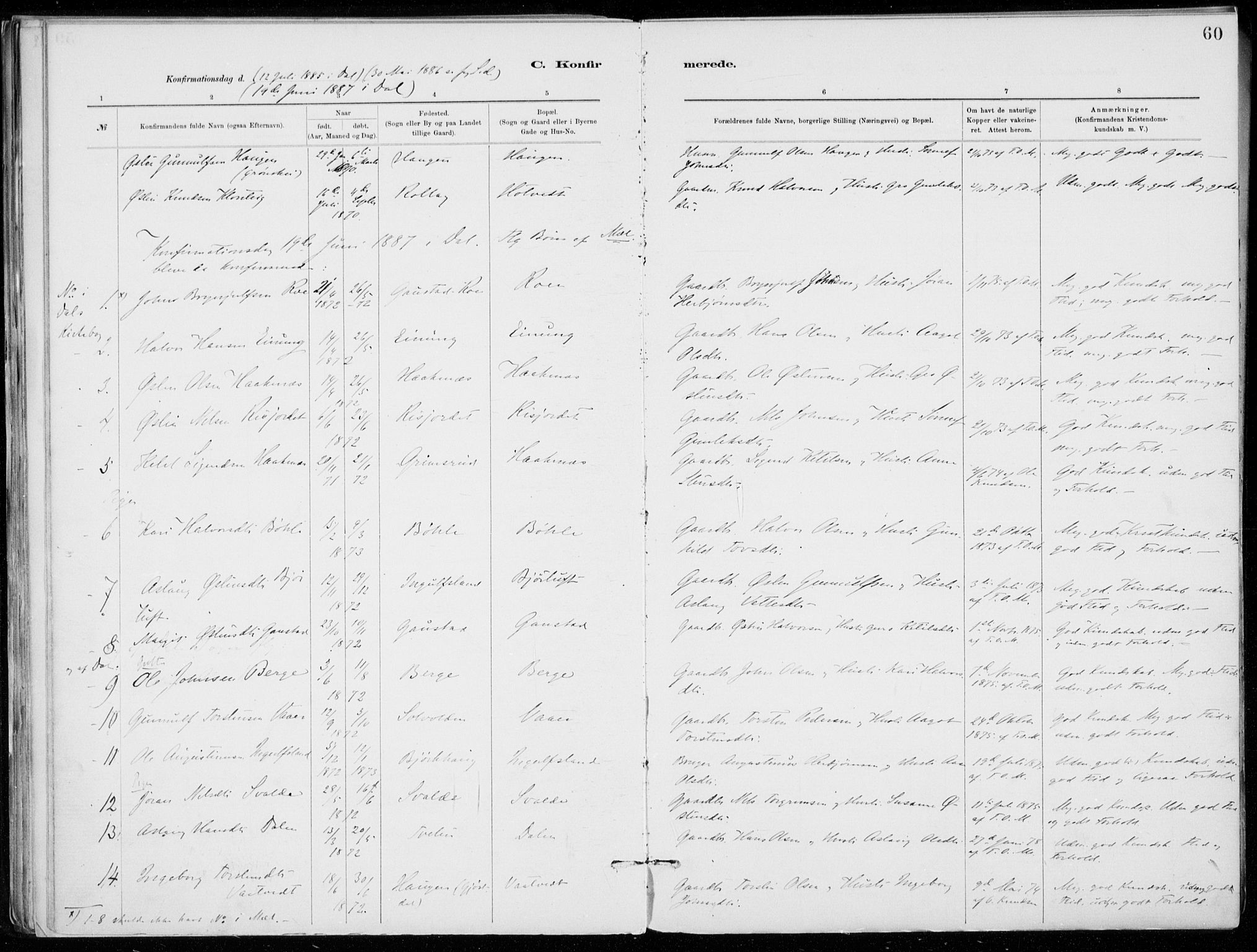 Tinn kirkebøker, SAKO/A-308/F/Fb/L0002: Parish register (official) no. II 2, 1878-1917, p. 60