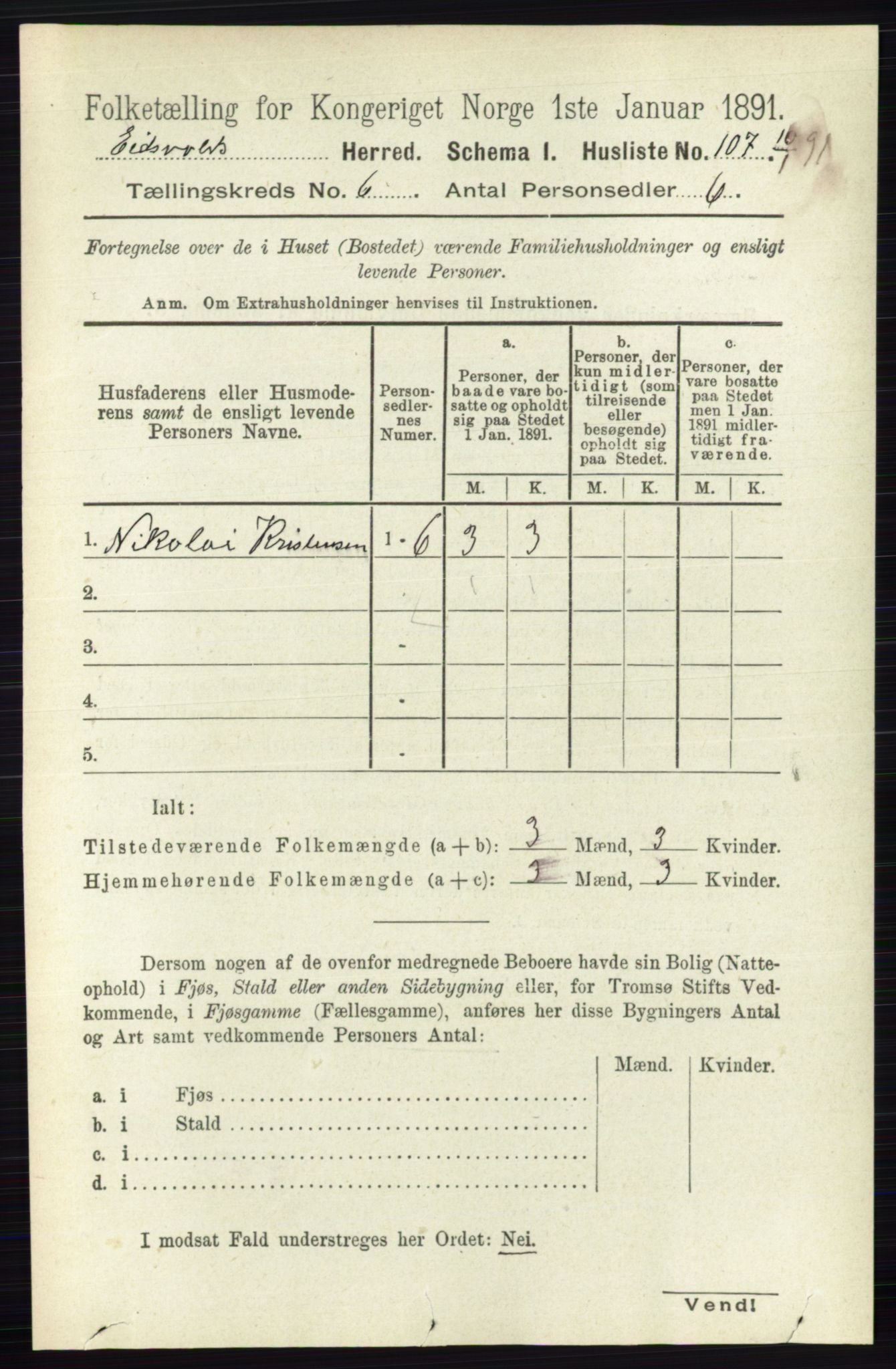 RA, 1891 census for 0237 Eidsvoll, 1891, p. 3766