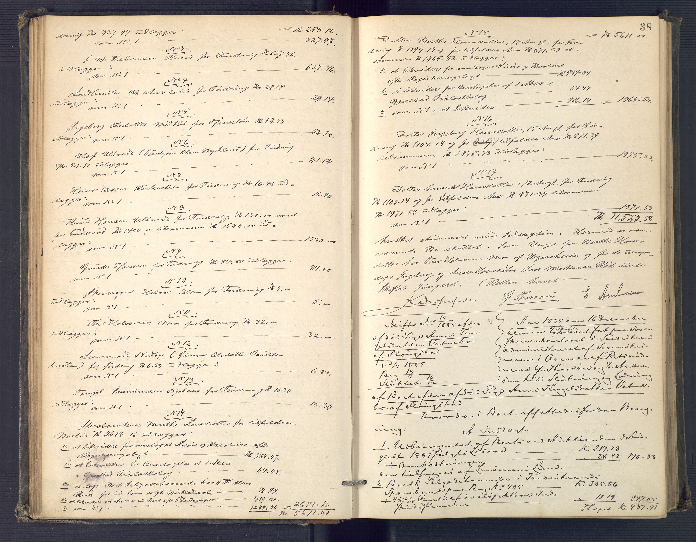 Holt sorenskriveri, SAK/1221-0002/H/Hc/L0034: Skifteutlodningsprotokoll nr. 9, 1884-1890, p. 37b-38a