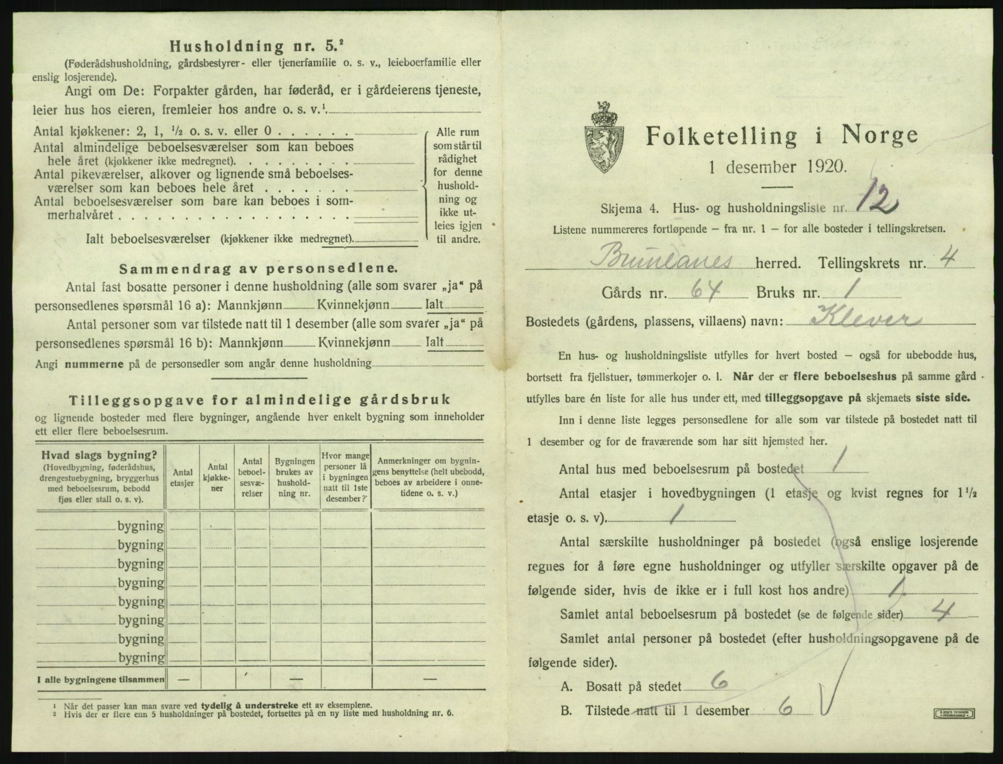 SAKO, 1920 census for Brunlanes, 1920, p. 743