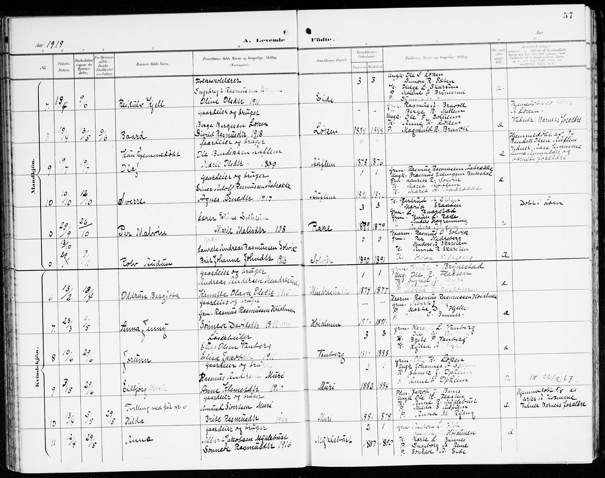 Innvik sokneprestembete, AV/SAB-A-80501: Parish register (official) no. C 2, 1900-1920, p. 57