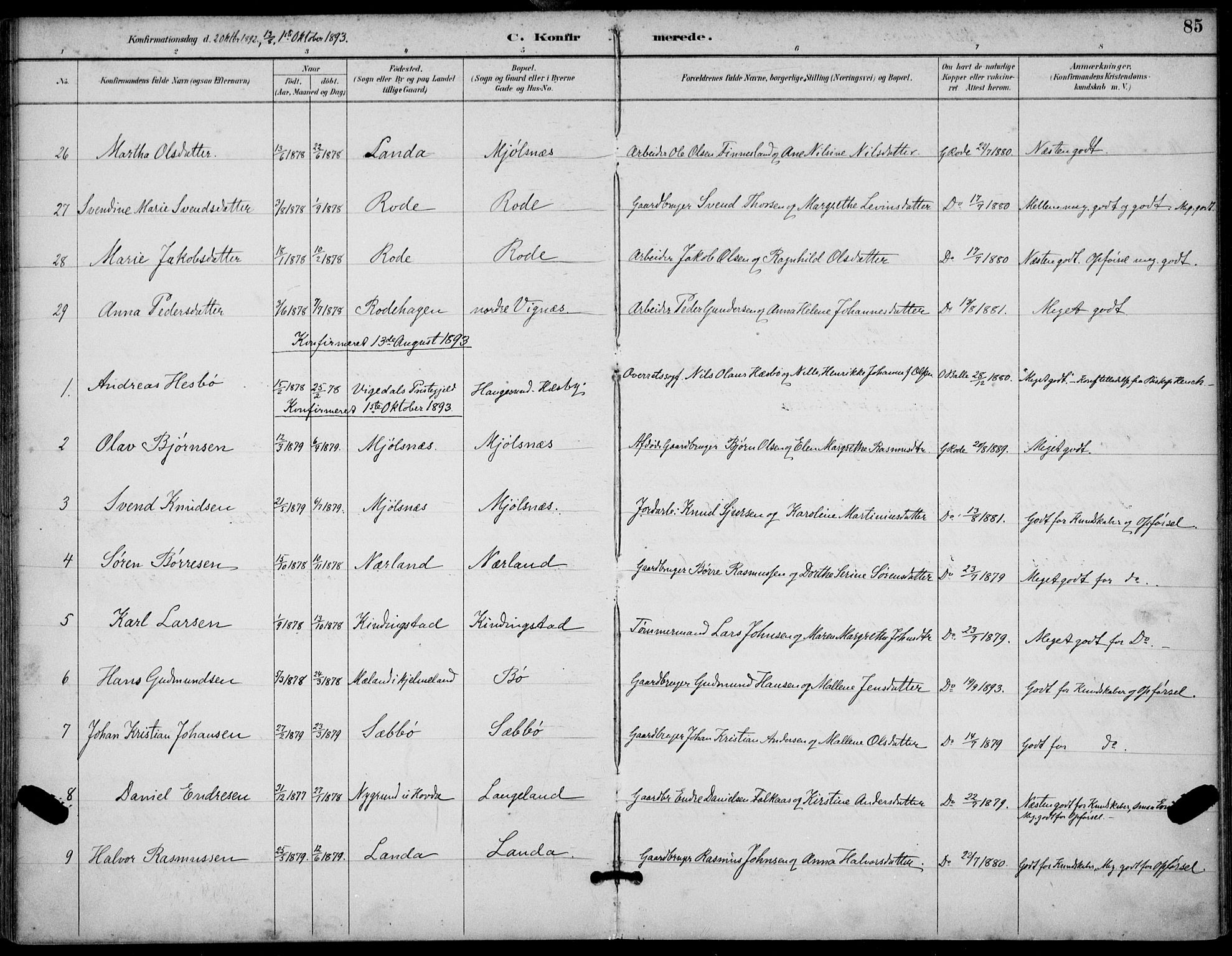 Finnøy sokneprestkontor, AV/SAST-A-101825/H/Ha/Haa/L0011: Parish register (official) no. A 11, 1891-1910, p. 85