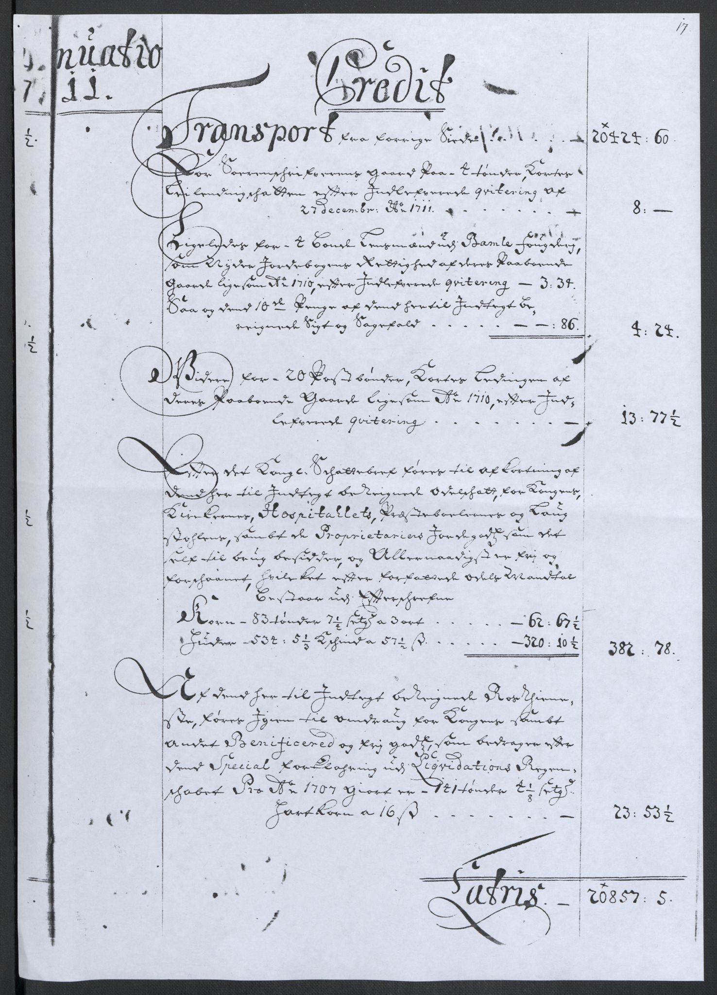 Rentekammeret inntil 1814, Reviderte regnskaper, Fogderegnskap, AV/RA-EA-4092/R36/L2120: Fogderegnskap Øvre og Nedre Telemark og Bamble, 1711, p. 20