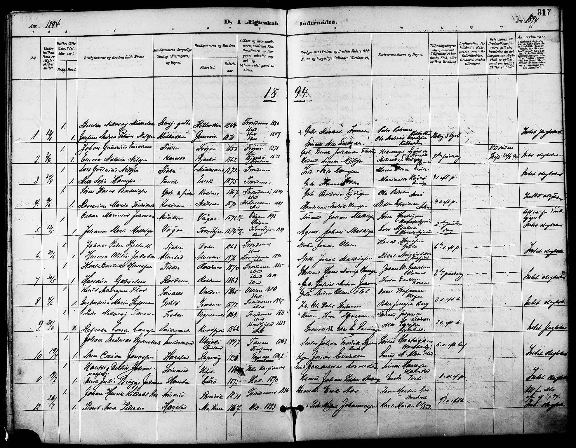 Trondenes sokneprestkontor, SATØ/S-1319/H/Ha/L0016kirke: Parish register (official) no. 16, 1890-1898, p. 317