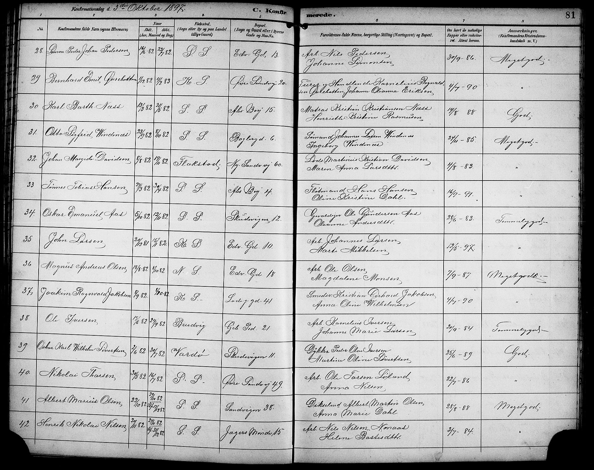 Sandviken Sokneprestembete, AV/SAB-A-77601/H/Hb/L0003: Parish register (copy) no. A 4, 1892-1901, p. 81