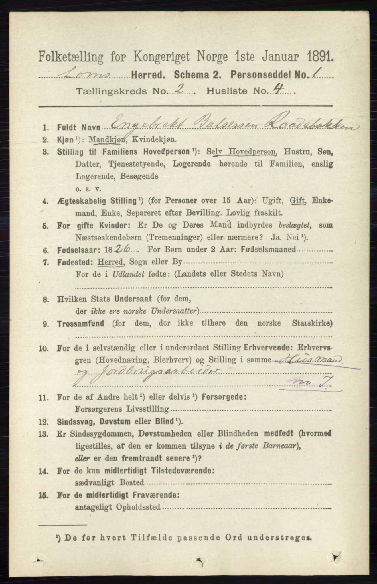 RA, 1891 census for 0514 Lom, 1891, p. 799