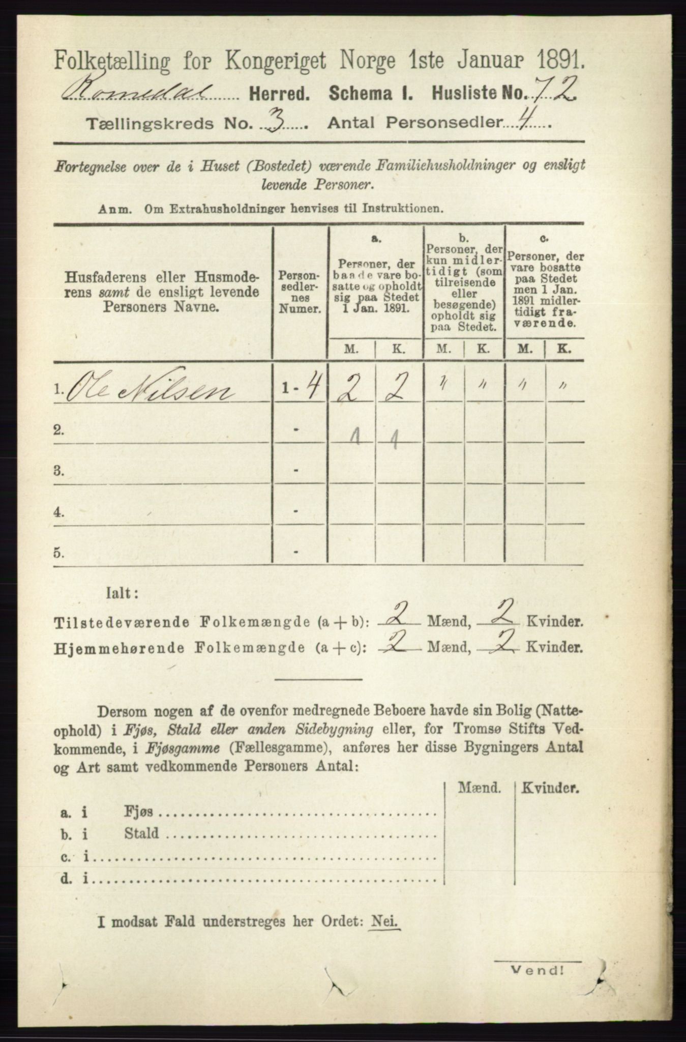 RA, 1891 census for 0416 Romedal, 1891, p. 1410