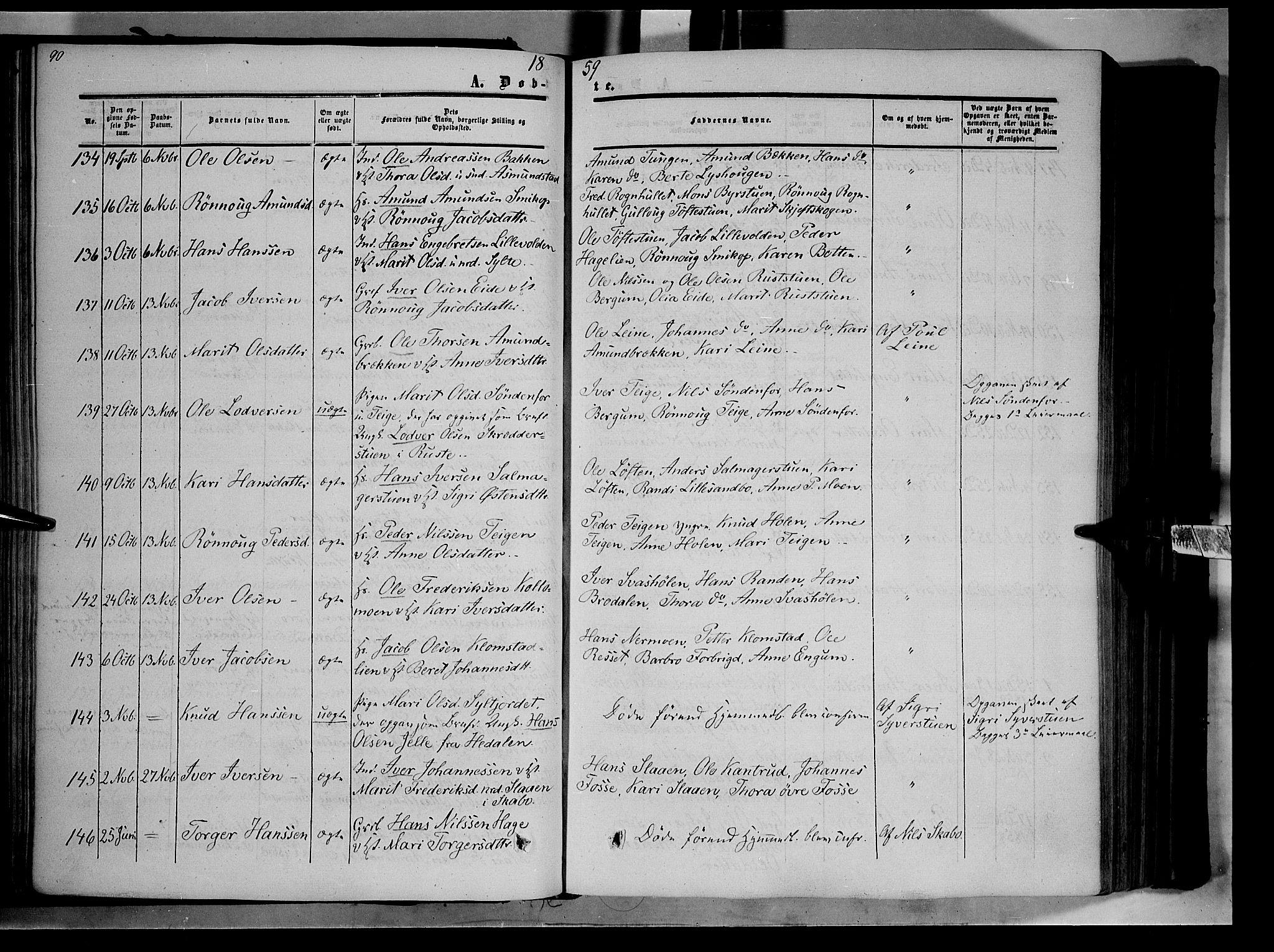 Nord-Fron prestekontor, SAH/PREST-080/H/Ha/Haa/L0001: Parish register (official) no. 1, 1851-1864, p. 90