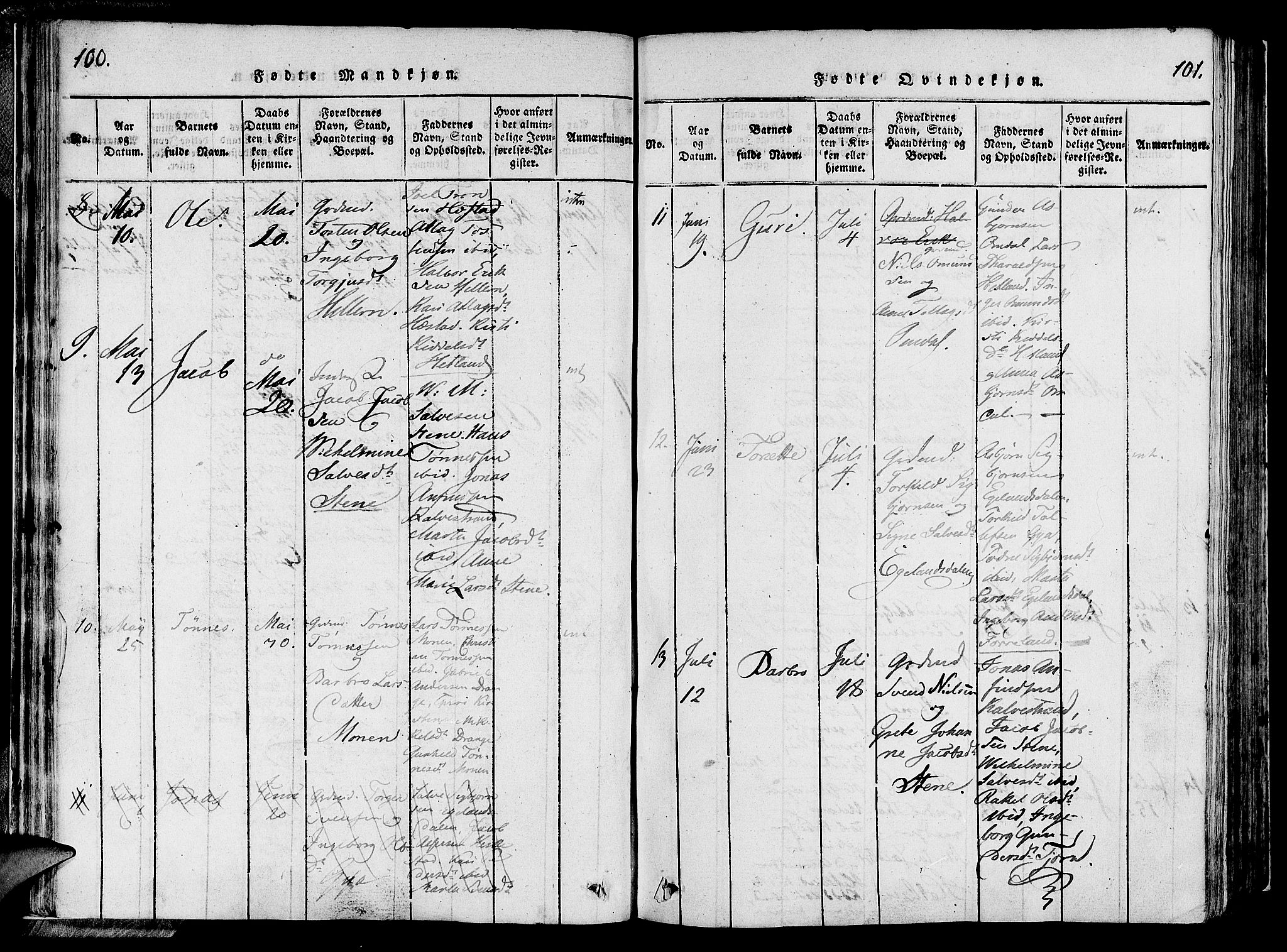 Lund sokneprestkontor, AV/SAST-A-101809/S06/L0006: Parish register (official) no. A 6, 1816-1839, p. 100-101