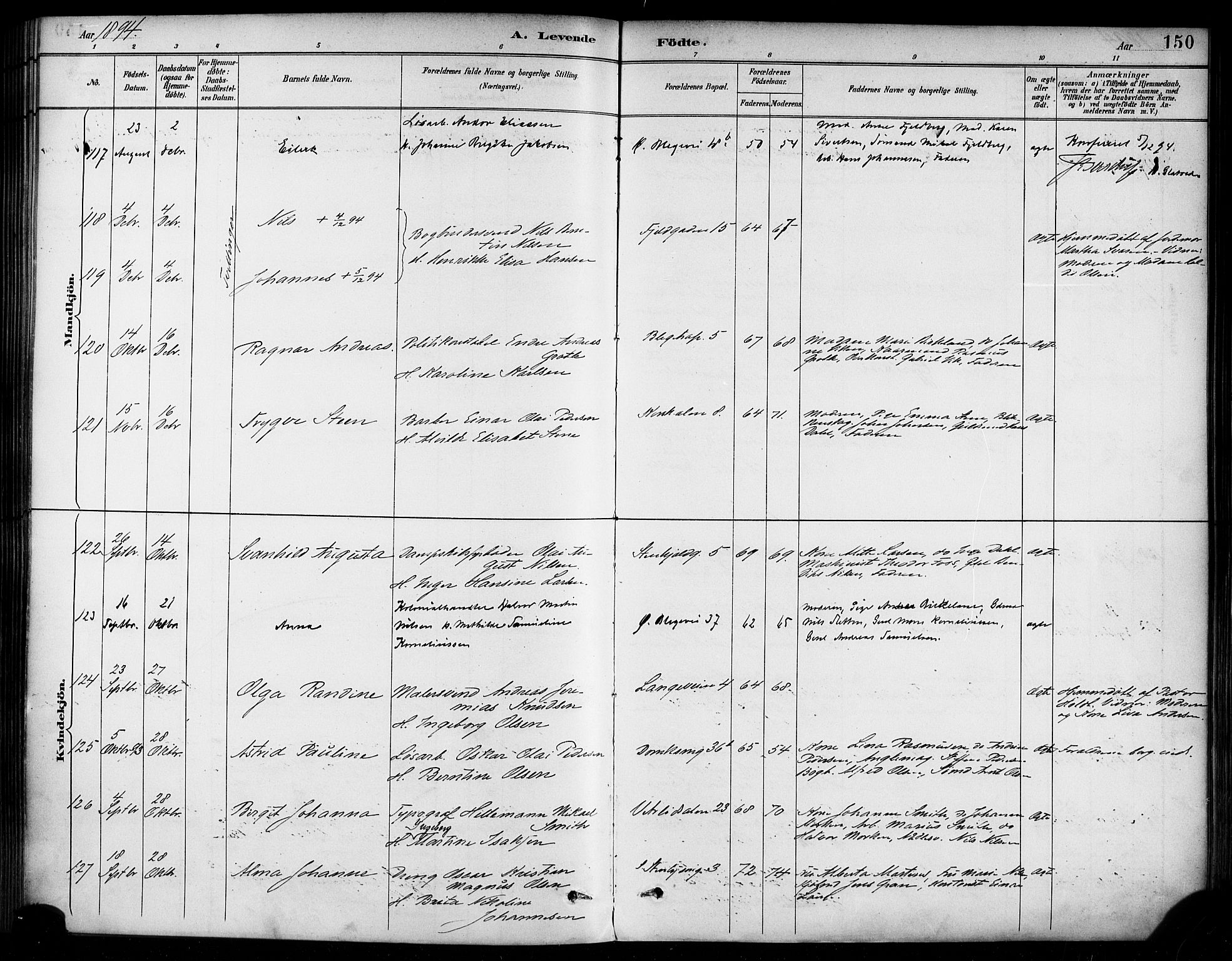 Korskirken sokneprestembete, AV/SAB-A-76101/H/Haa/L0022: Parish register (official) no. B 8, 1889-1899, p. 150