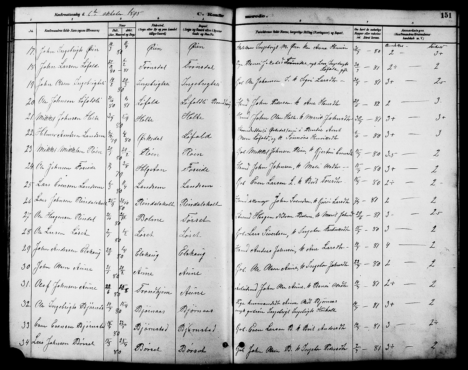 Ministerialprotokoller, klokkerbøker og fødselsregistre - Møre og Romsdal, SAT/A-1454/598/L1078: Parish register (copy) no. 598C03, 1892-1909, p. 151
