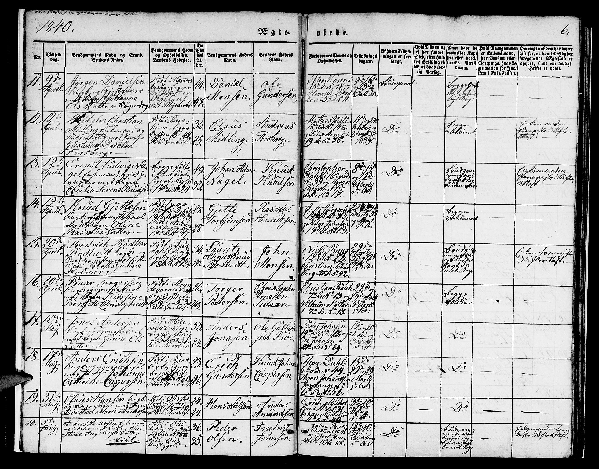 Domkirken sokneprestembete, SAB/A-74801/H/Hab/L0029: Parish register (copy) no. D 1, 1839-1857, p. 6