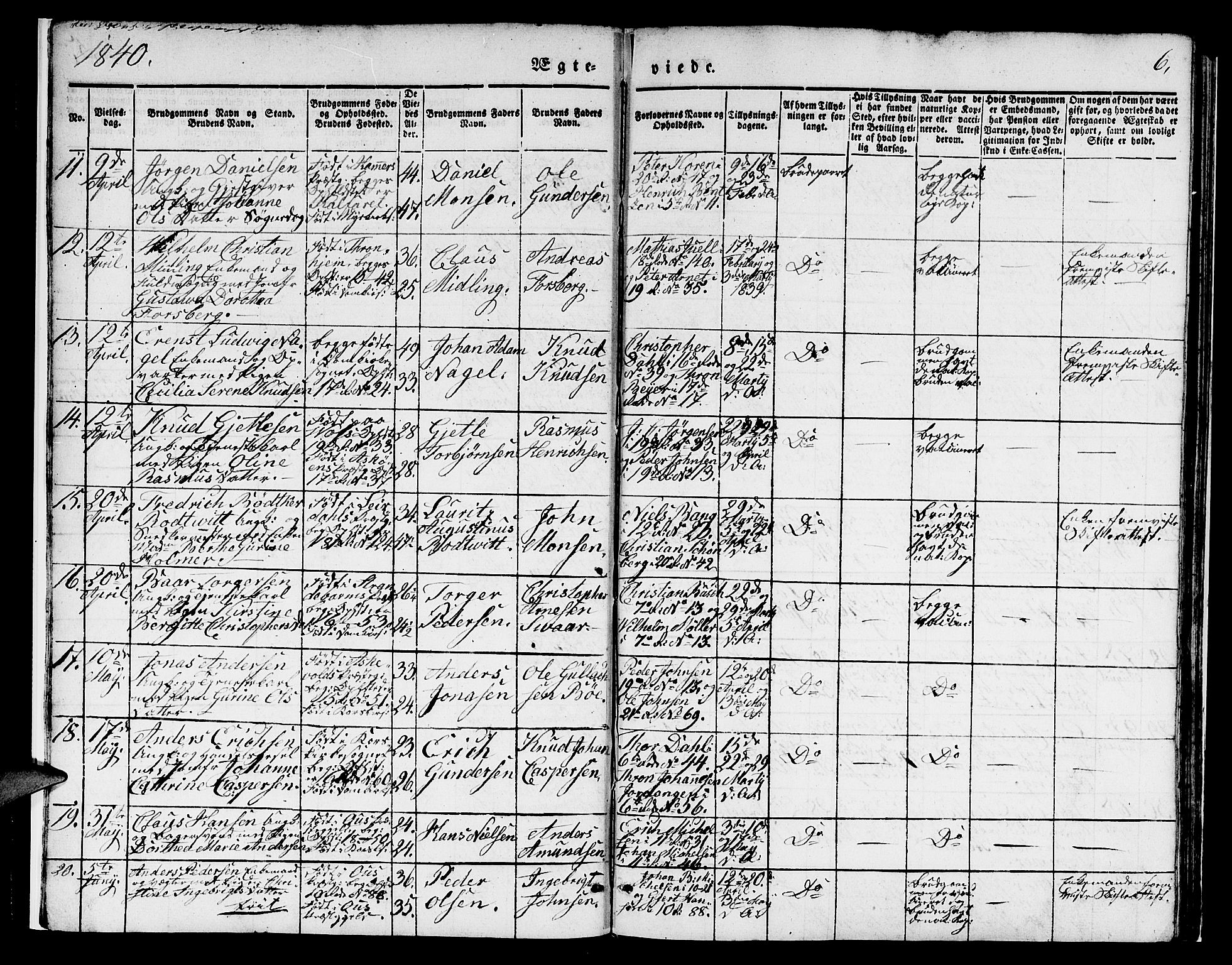 Domkirken sokneprestembete, AV/SAB-A-74801/H/Hab/L0029: Parish register (copy) no. D 1, 1839-1857, p. 6