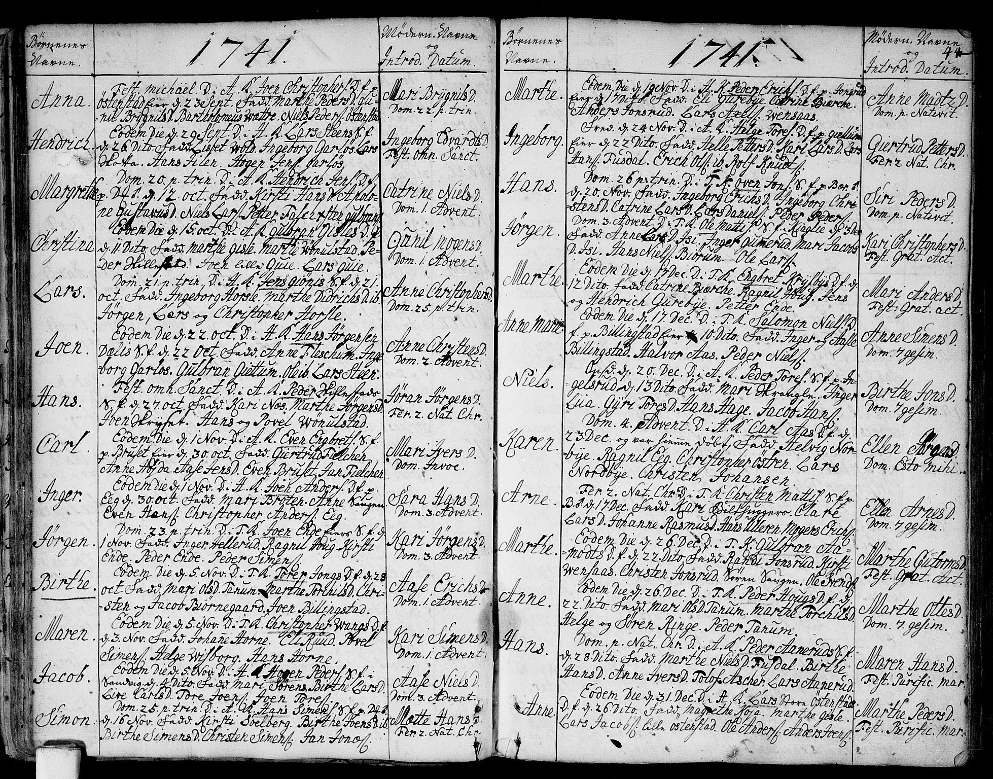 Asker prestekontor Kirkebøker, AV/SAO-A-10256a/F/Fa/L0002: Parish register (official) no. I 2, 1733-1766, p. 44